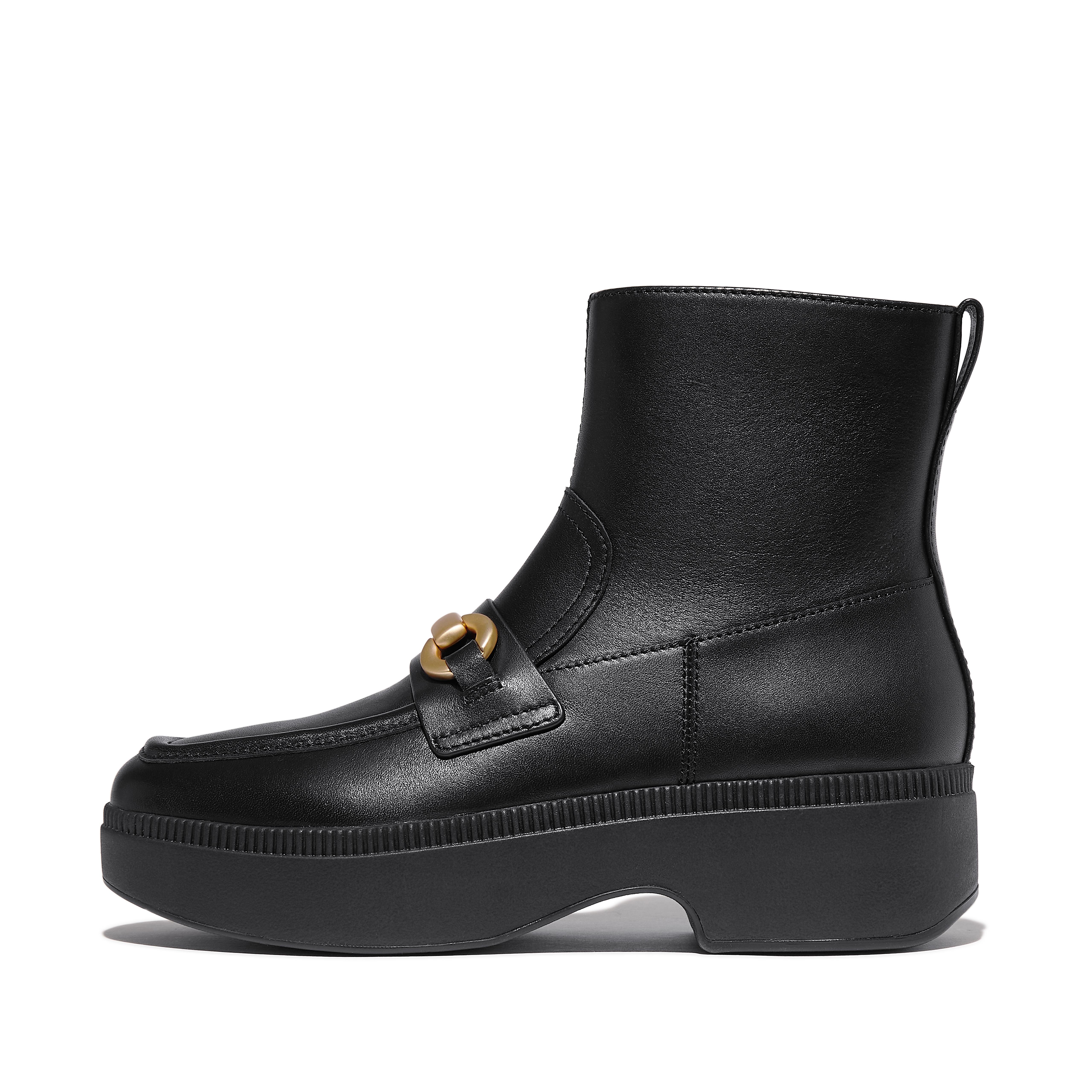 Women F-LUMA Chunky-Snaffle Leather Demi-Wedge Ankle Boots, Full Price