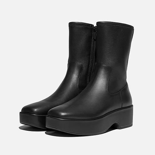 Mid calf leather boots online