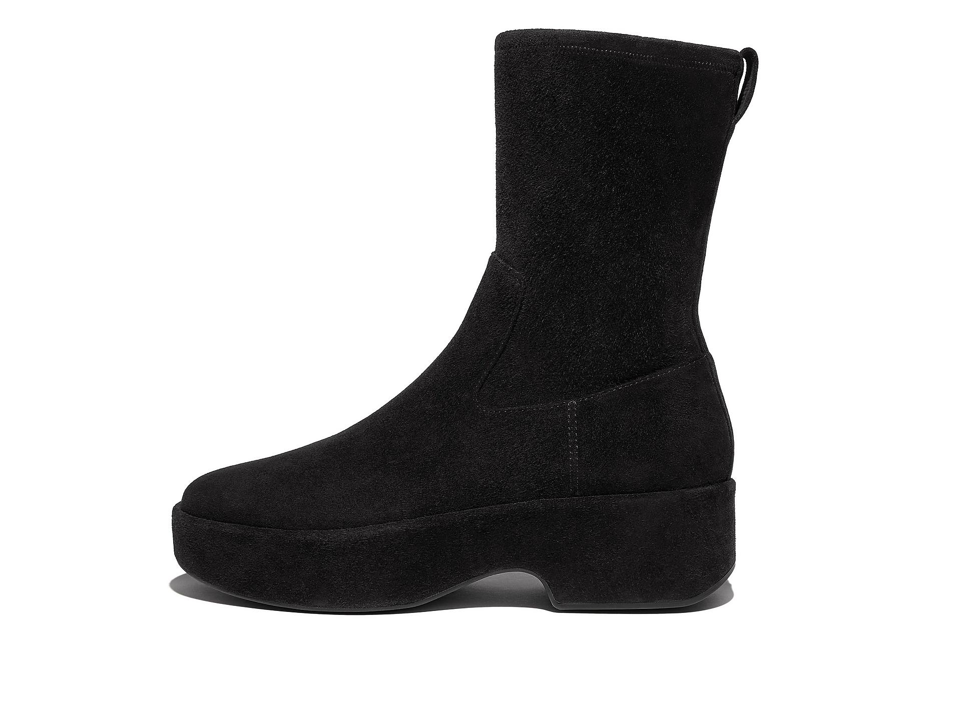 F-LUMA Stretch Suede Demi-Wedge Mid-Calf Boots