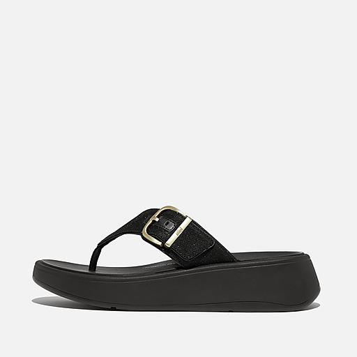 FitFlop Lottie Glitzy Thong Sandals Womens 11 Black Toe-Post Wedge Shoes shops NWB