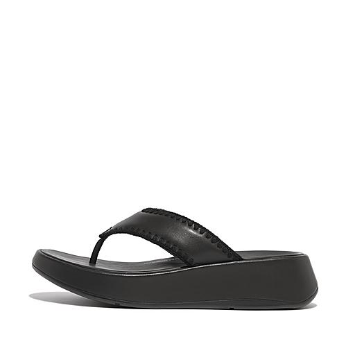 Womens Black schuh Tonya Flatform Toe Thong Sandals