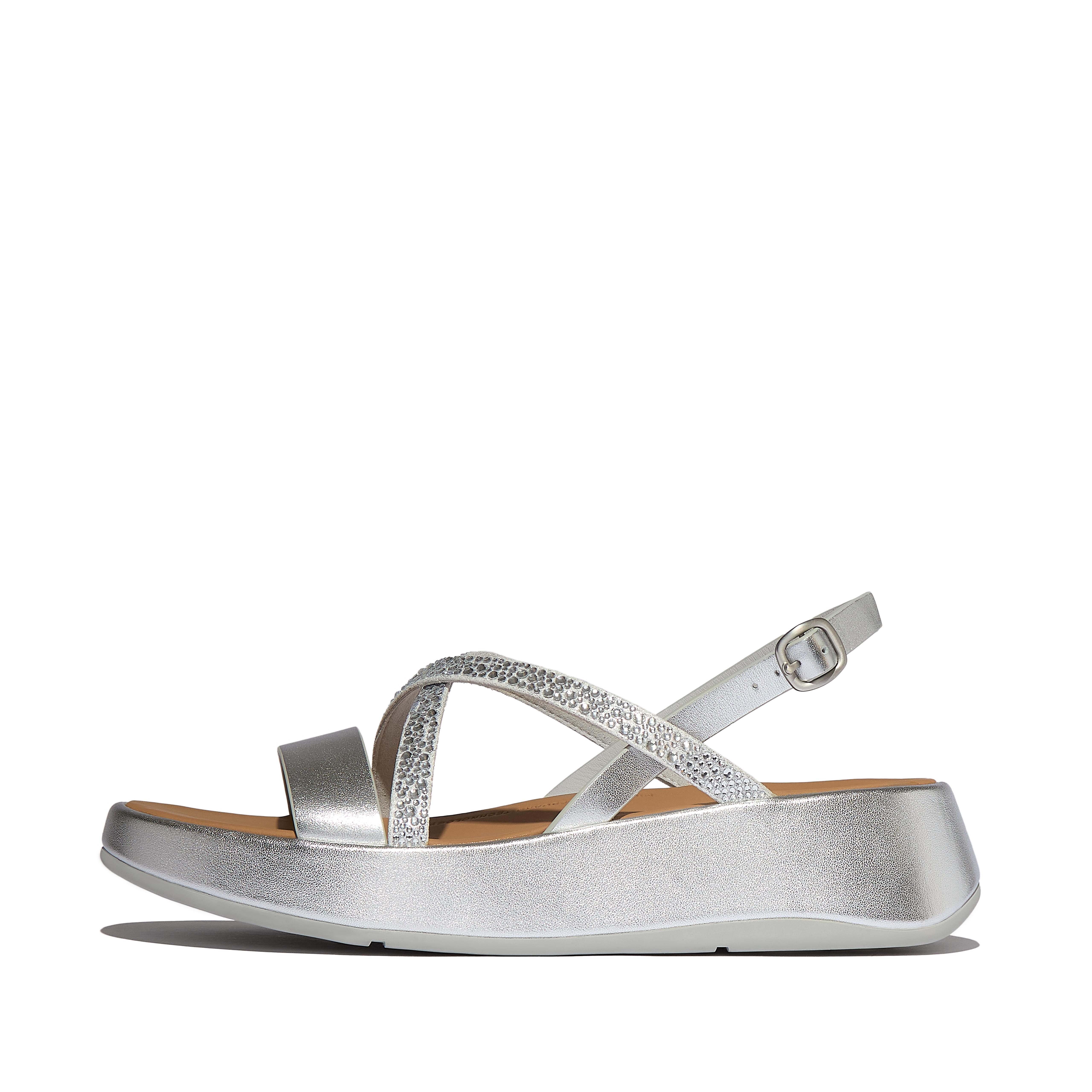 Women's F-Mode Leather-Crystal-Covered-Microfibre Back-Strap