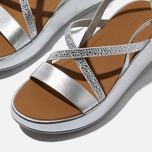 Women's F-Mode Leather-Crystal-Covered-Microfibre Back-Strap