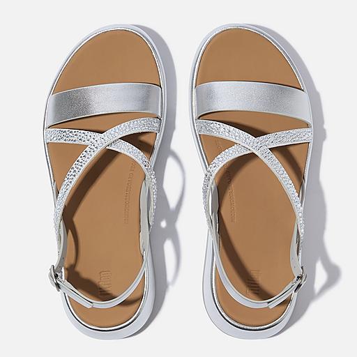サンダル・ミュール leather sandals with crystals detail iCKER Women Rhinestone Sandals T-Strap Buckle Bohemian Pearl