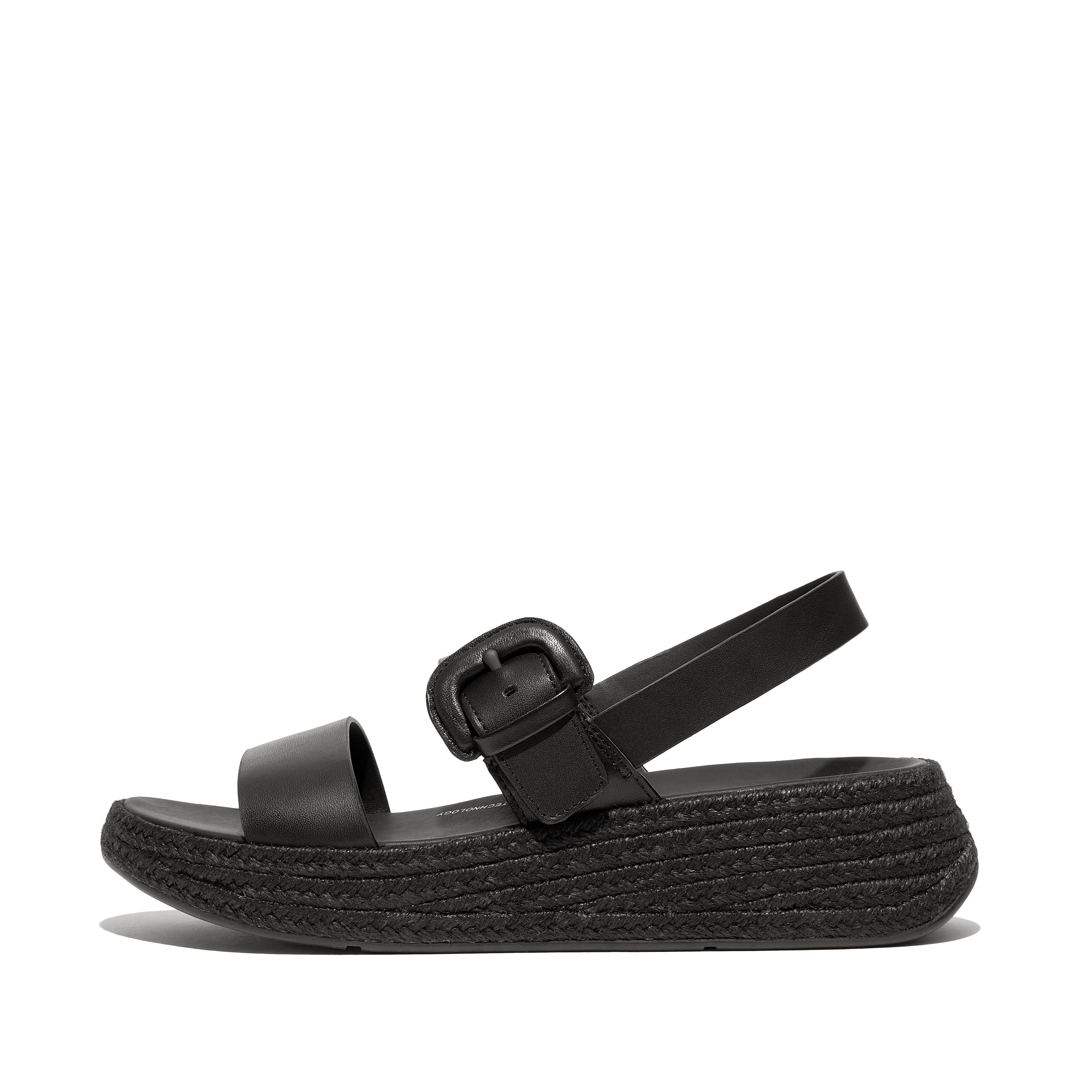 Women F-MODE Espadrille Buckle Leather Flatform Back-Strap Sandals, Full Price