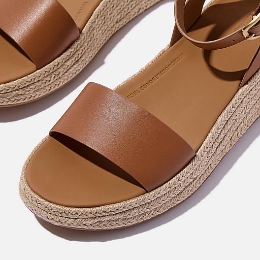 Espadrille Sandals Tan Flatforms Women's F-Mode Leather Back