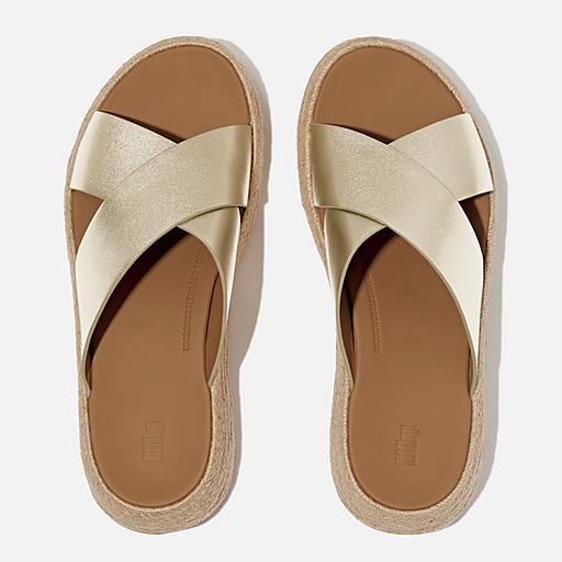 靴 Slide espadrille leather Women's Platfform Espadrille Leather Slides | FitFlop US