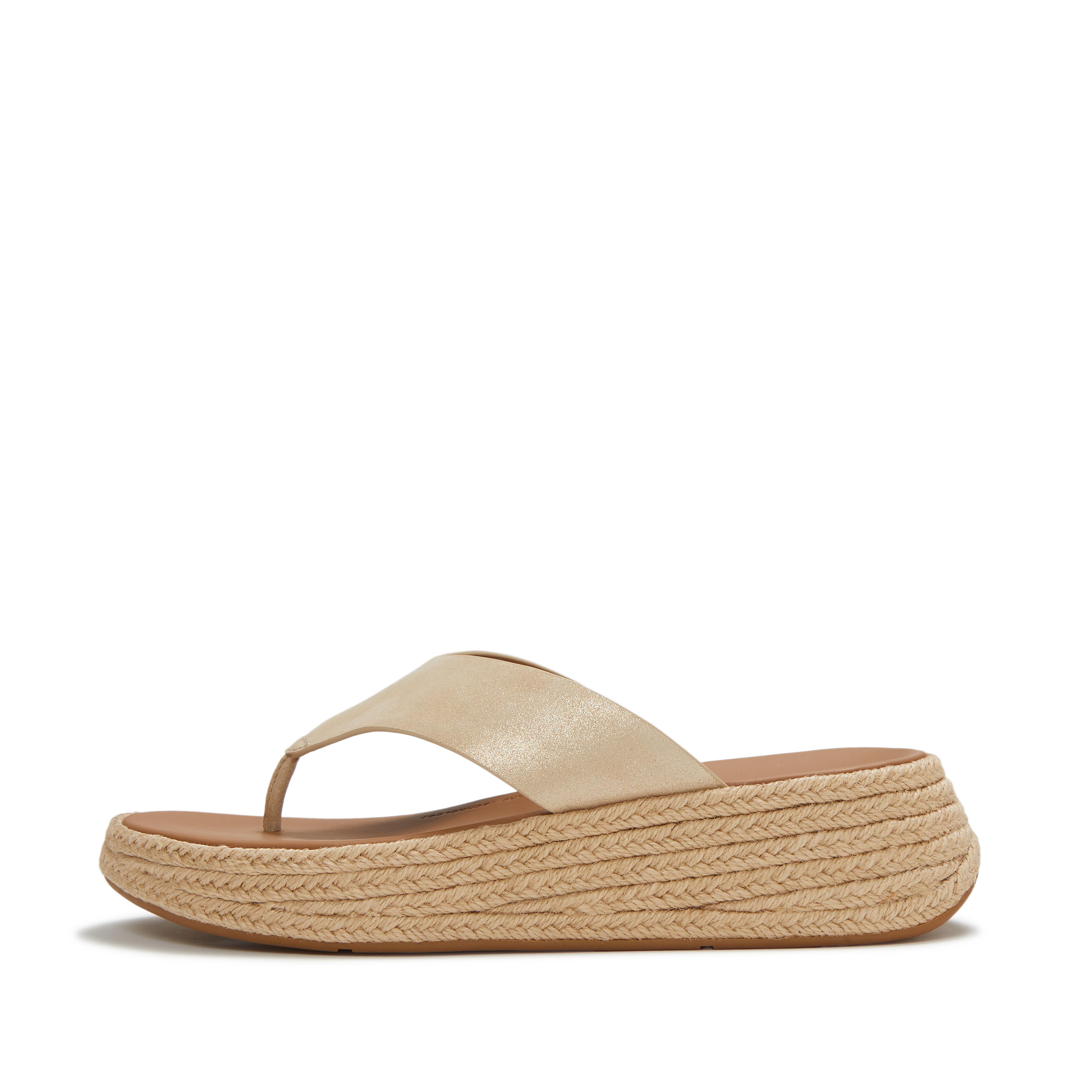 F-Mode Espadrille Shimmersuede Toe-Post Sandals