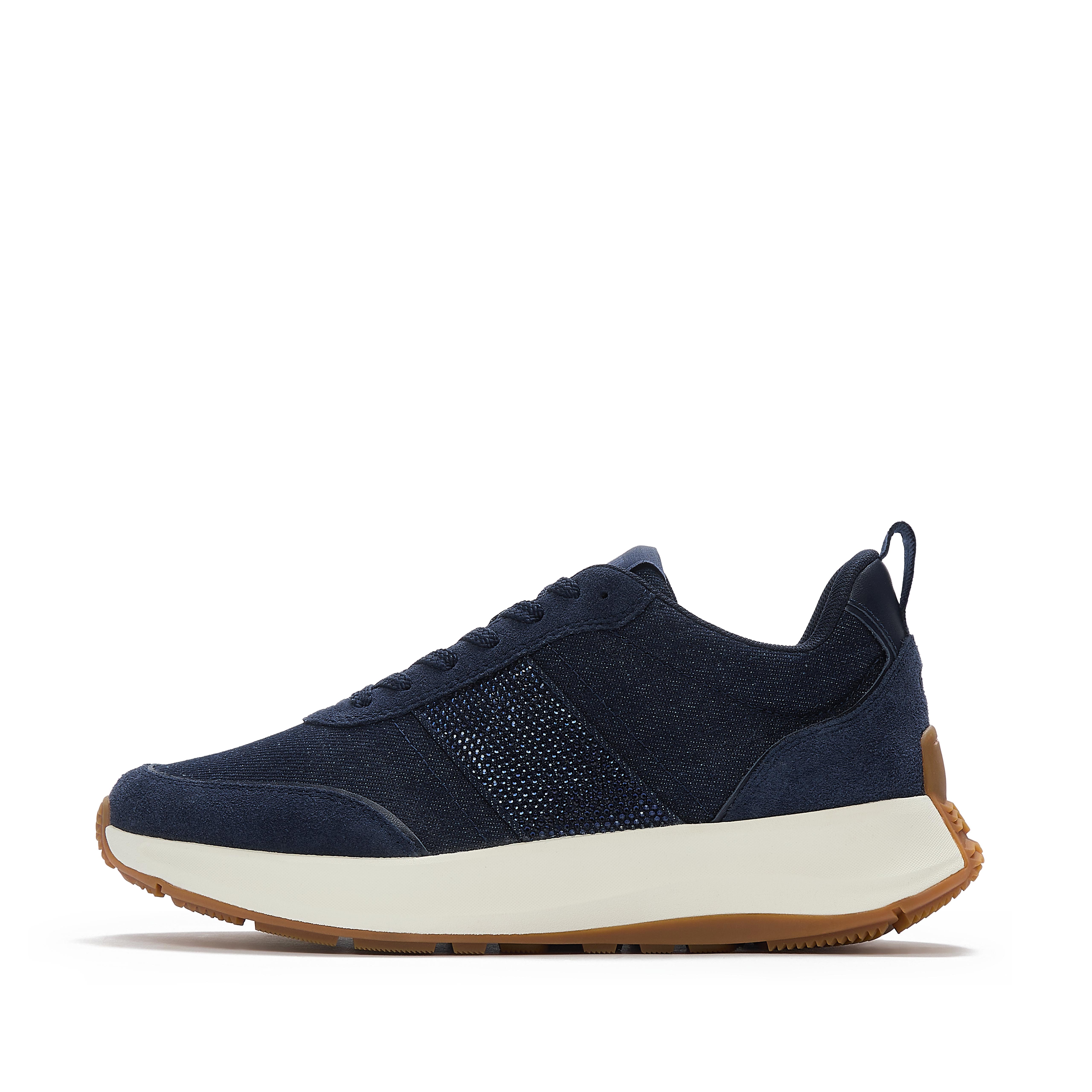 FitFlop F-MODE Flow Crystal Denim/Suede Sneakers Leather/Suede/Fabric Polyester, Full Price, Size: US 8