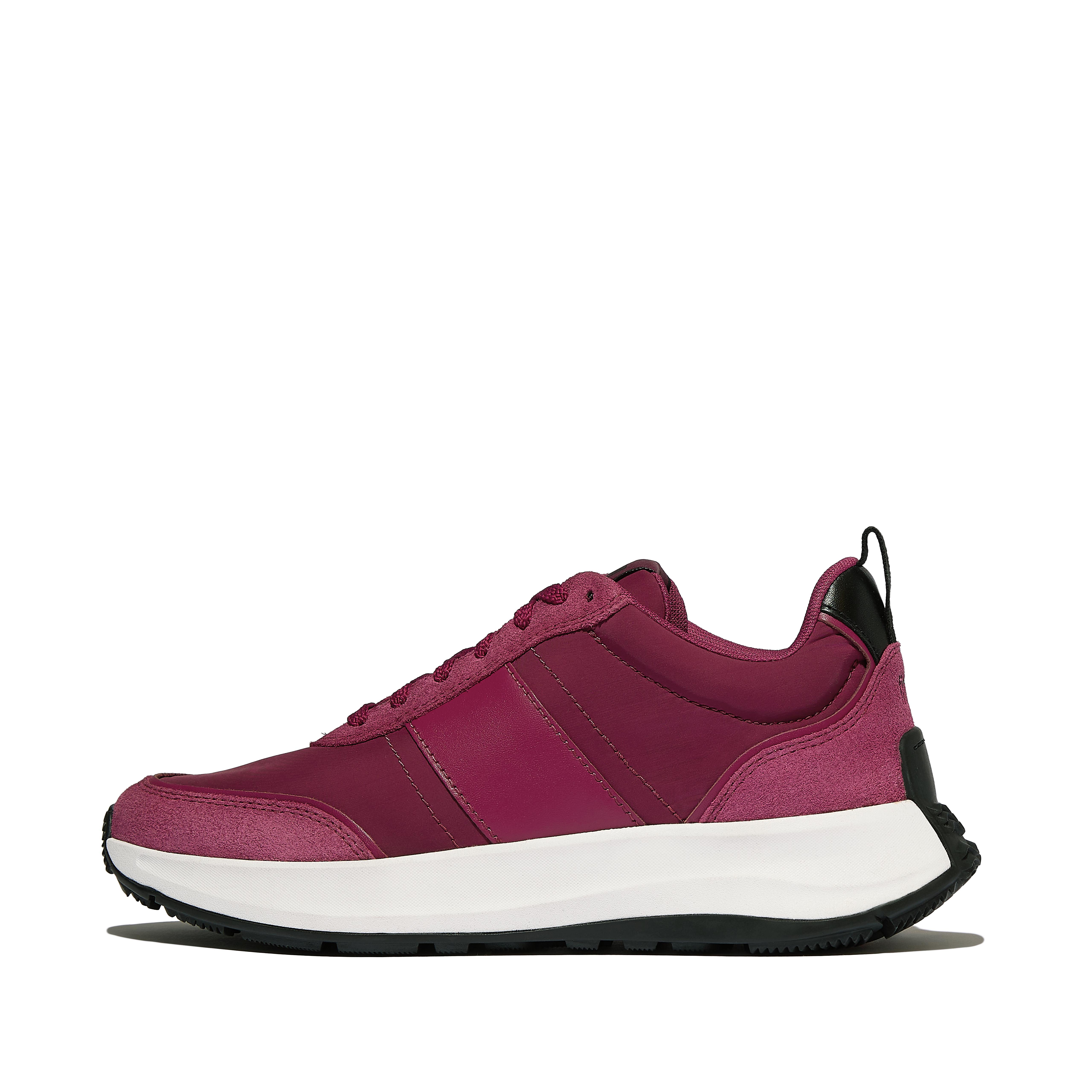 FitFlop F-MODE Flow Fabric/Suede/Leather Sneakers Leather/Suede/Fabric Polyester, Outlet, Ruby, Size: US 6