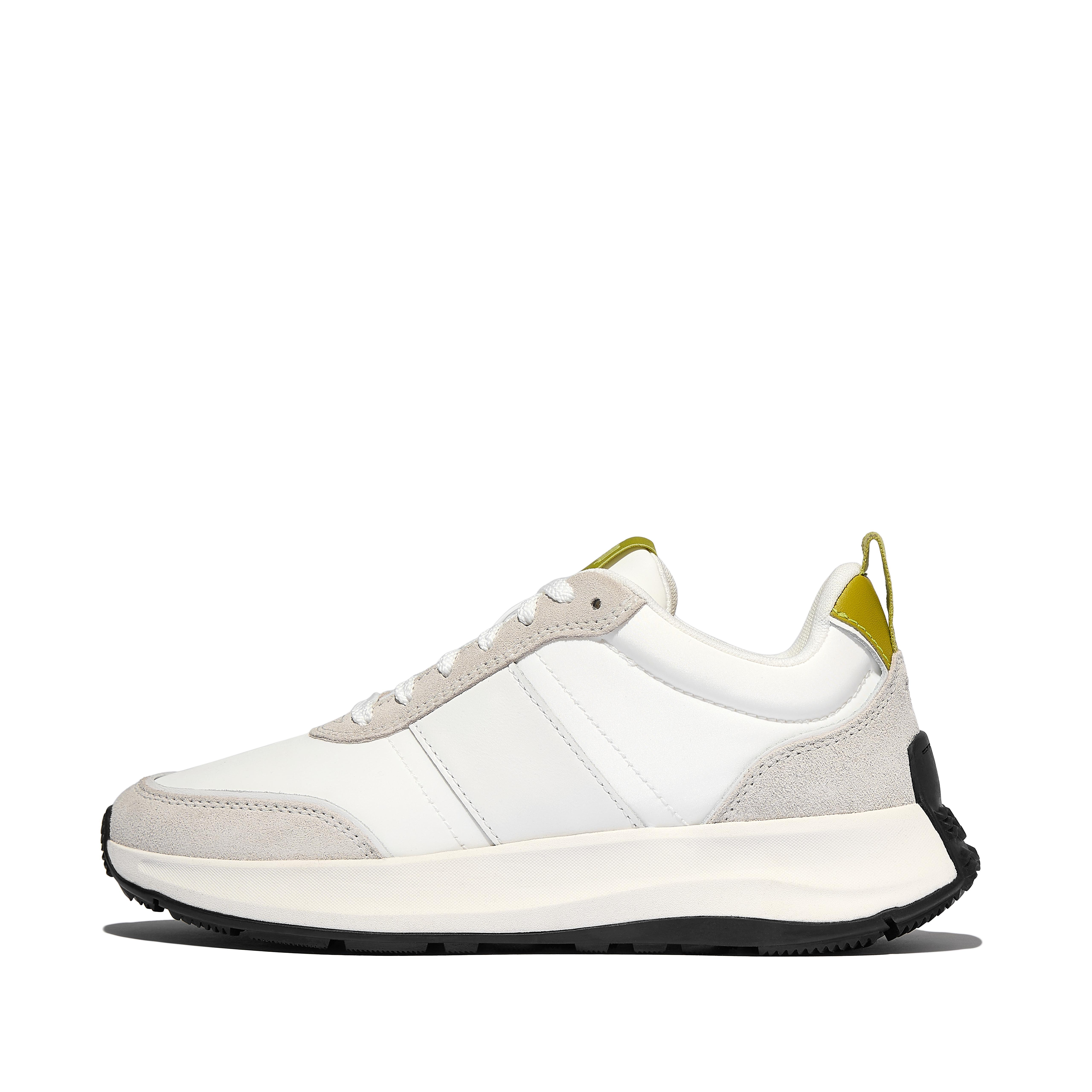 FitFlop F-MODE Flow Fabric/Suede/Leather Sneakers Leather/Suede/Fabric Polyester, Outlet, Lime/Green/White, Size: US 10