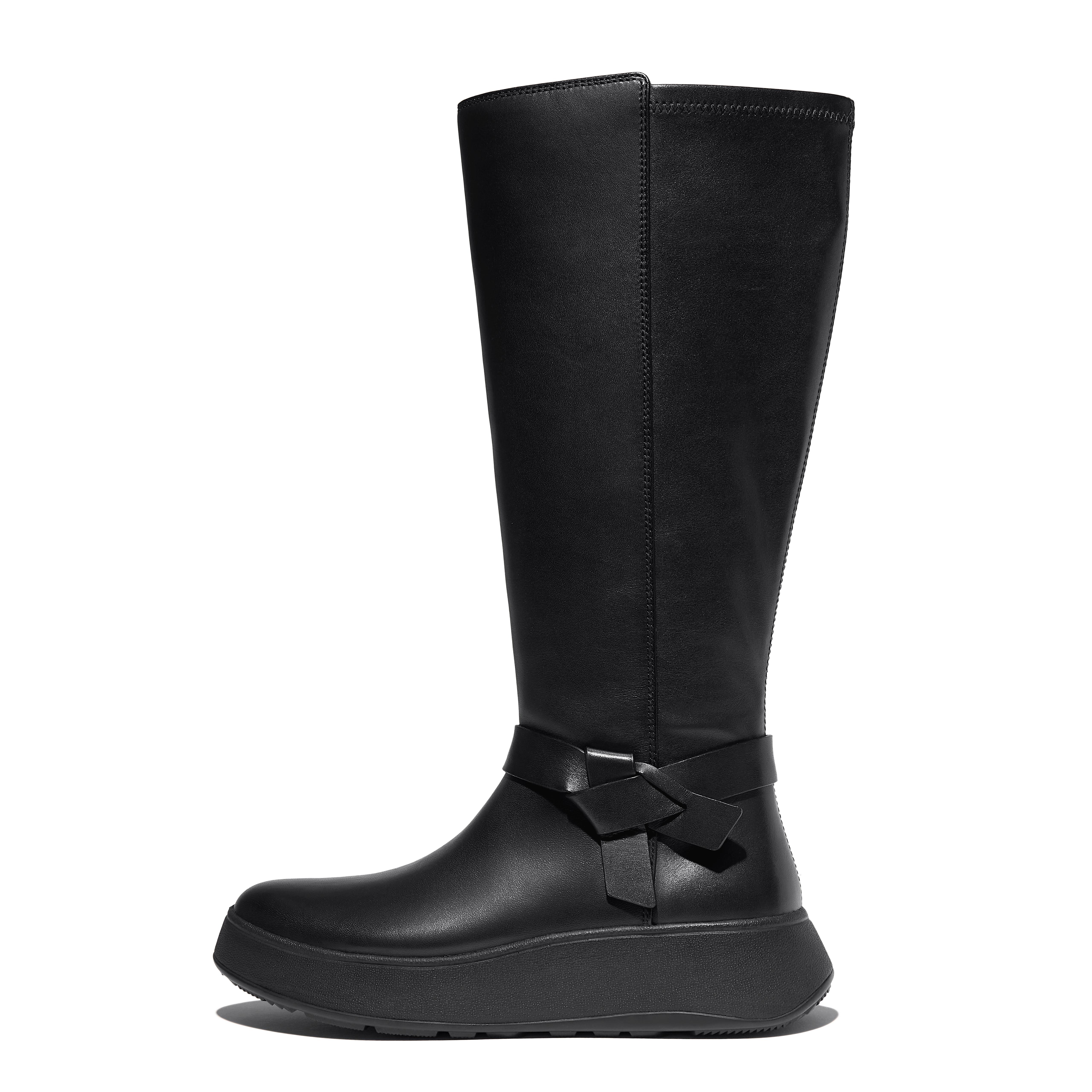Women F-MODE Folded-Knot Flatform Tall Stretch Boots Leather/Faux-Leather (Pu), Full Price