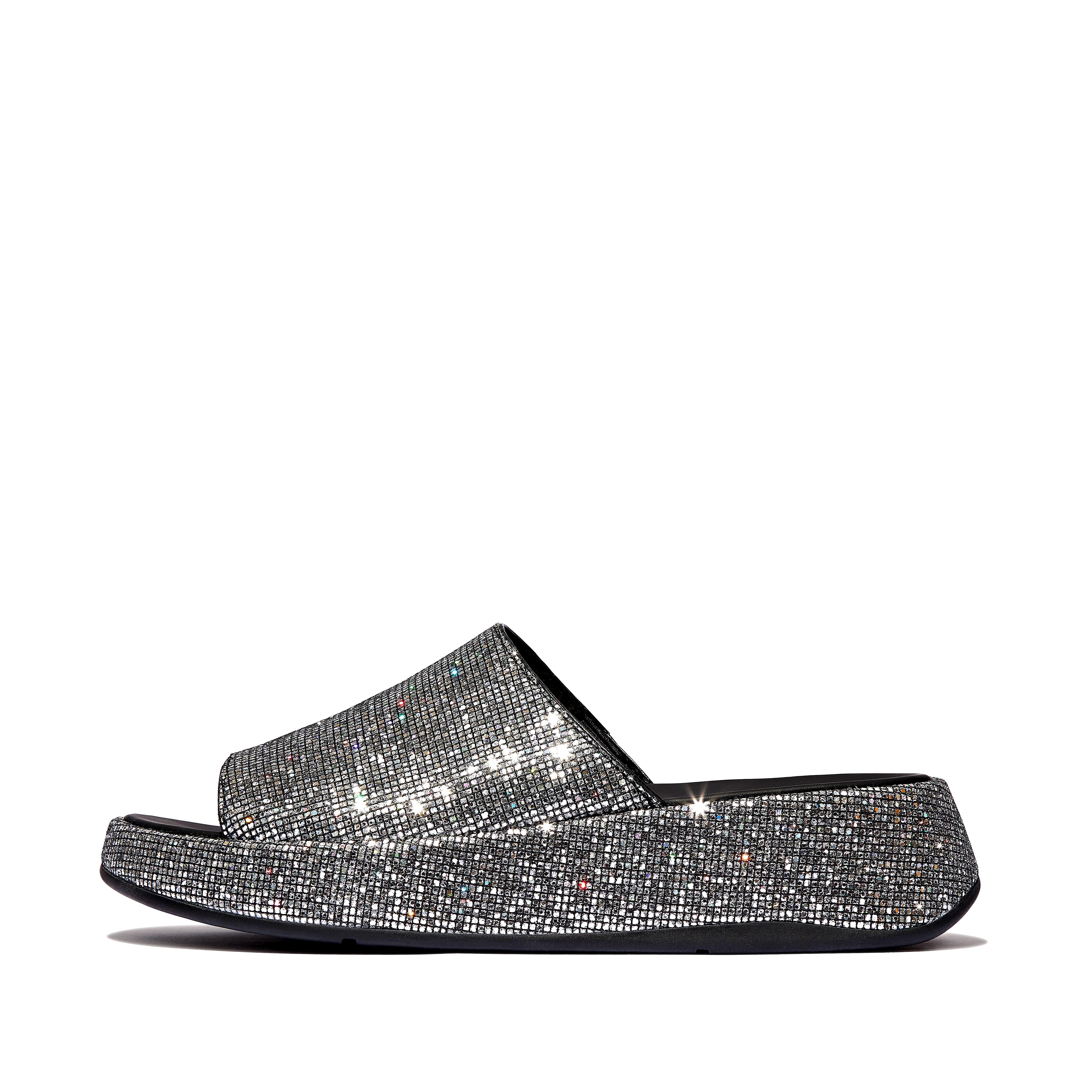 Women F-MODE Glitterball Flatform Slides Leather, Full Price