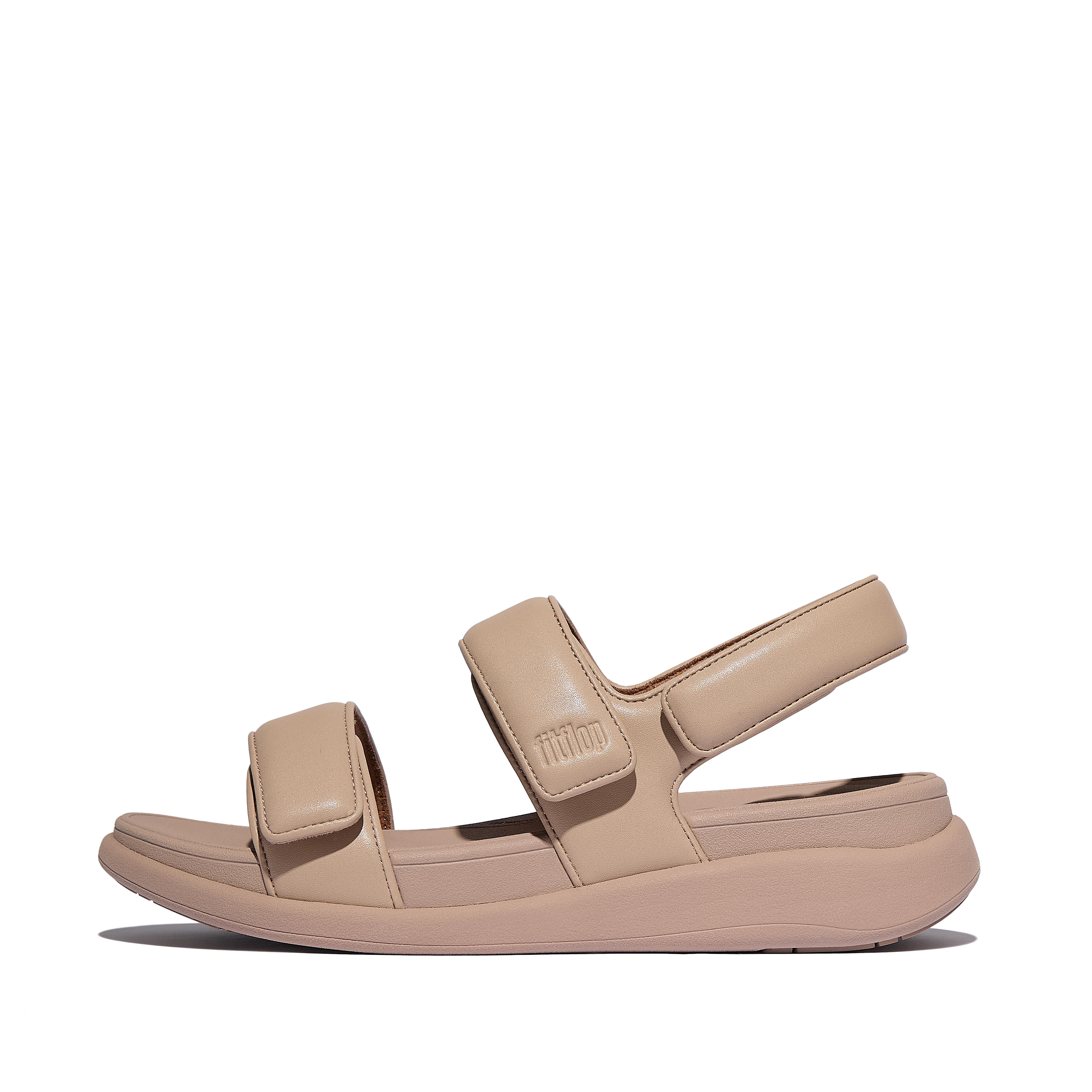 FitFlop F-MODE GO Adjustable Back-Strap Sandals Faux Leather Pu, Outlet, Classic Beige, Size: US 10