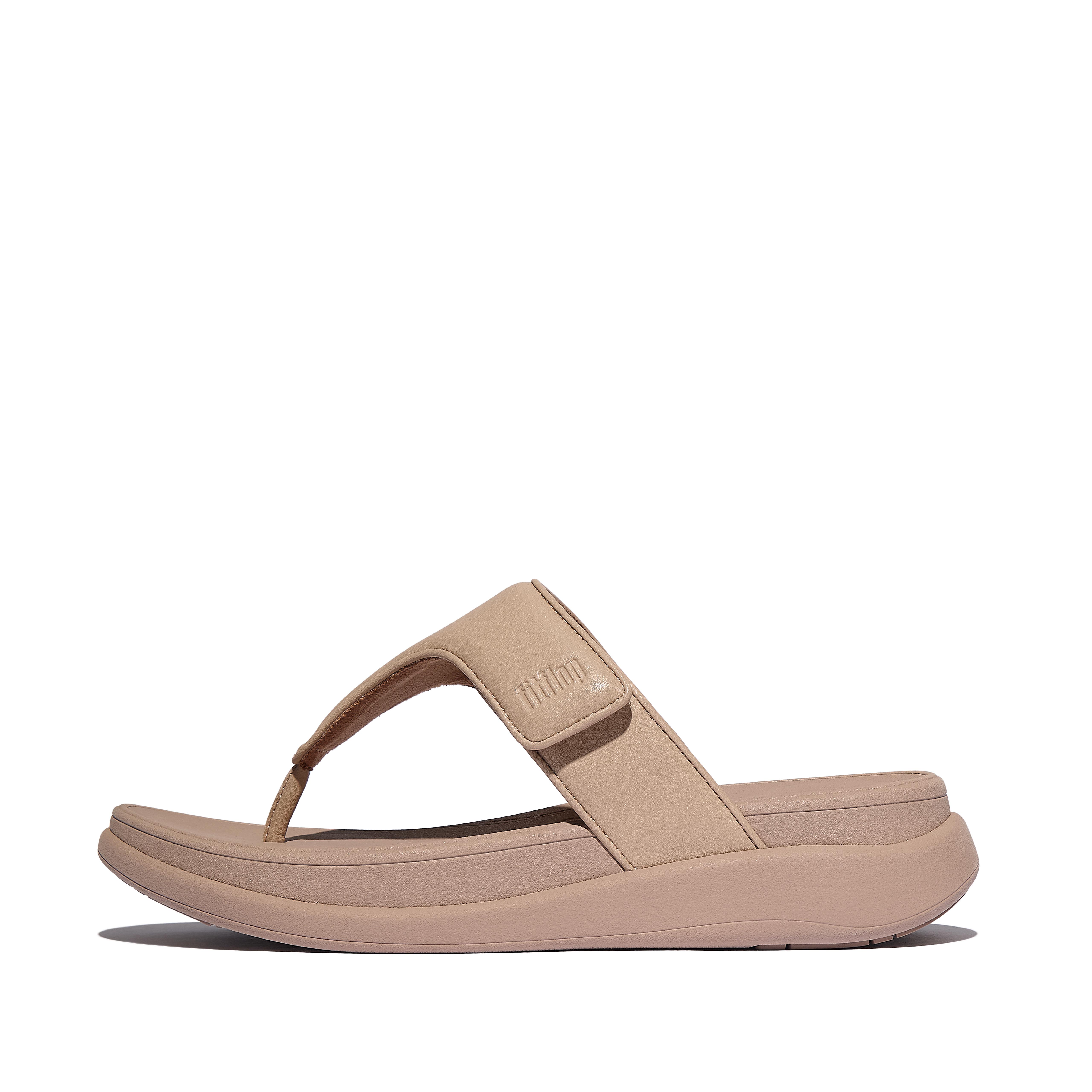 Women F-MODE GO Adjustable Toe-Post Sandals Faux Leather Pu