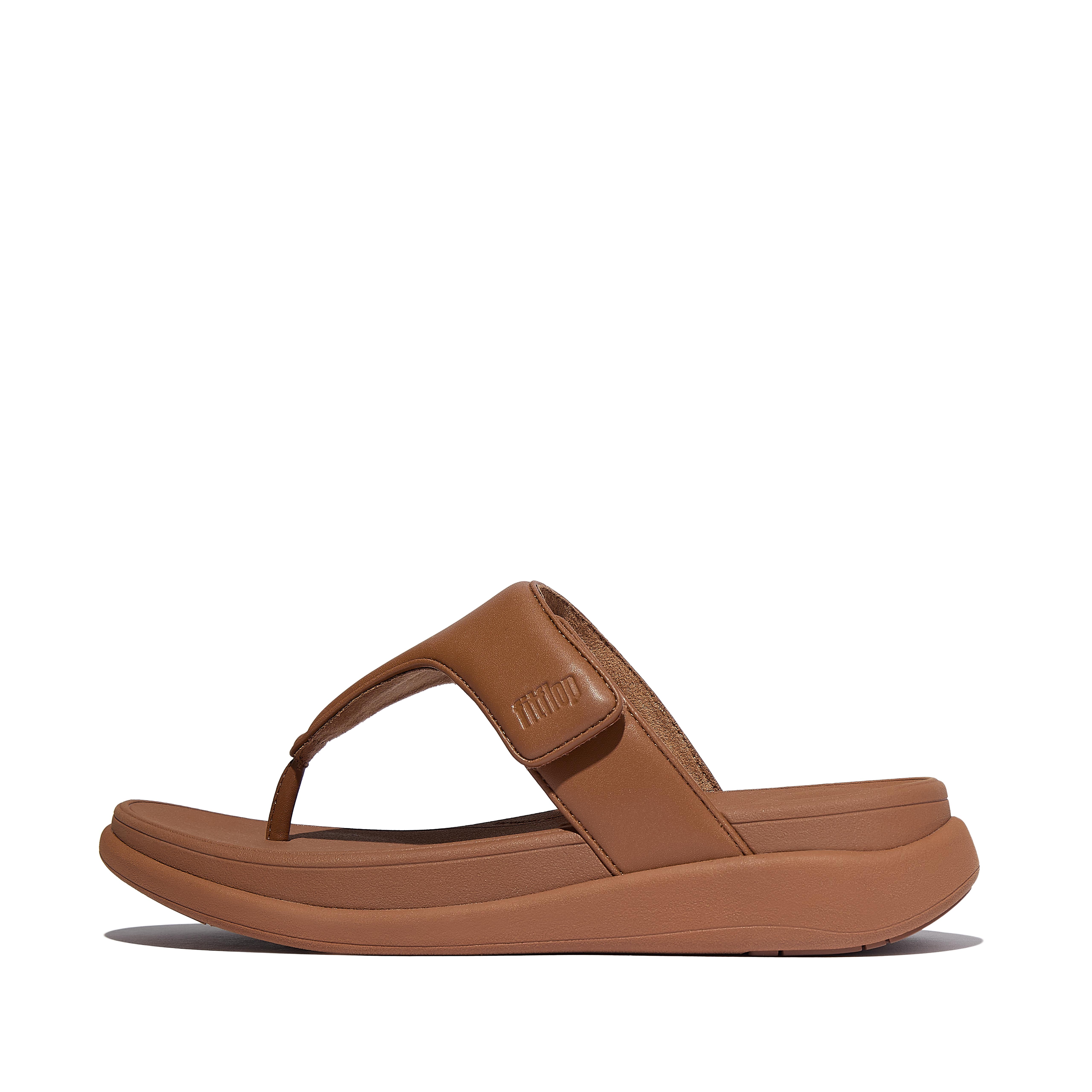 Women F-MODE Go Adjustable Toe-Post Sandals Faux Leather Pu