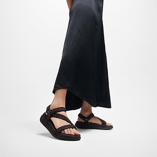 FitFlop | Women F-MODE Go Leopard Adjustable Webbing Z-Strap Sandals Polyester, Leopard Print, Size: US 7.5