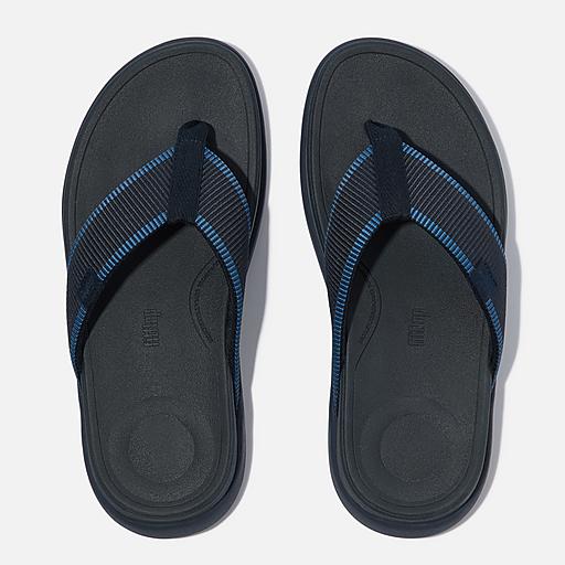 Men\'s Black Flip Flops with Blue Striped Straps Locals Slippers In Stock All Colors | New Stock AlohaShoes.com main image 4