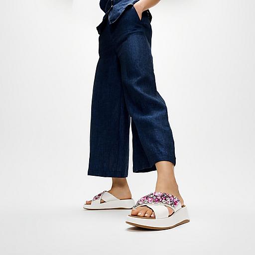 Women's F-Mode Jewel-Deluxe Leather Slides | FitFlop US