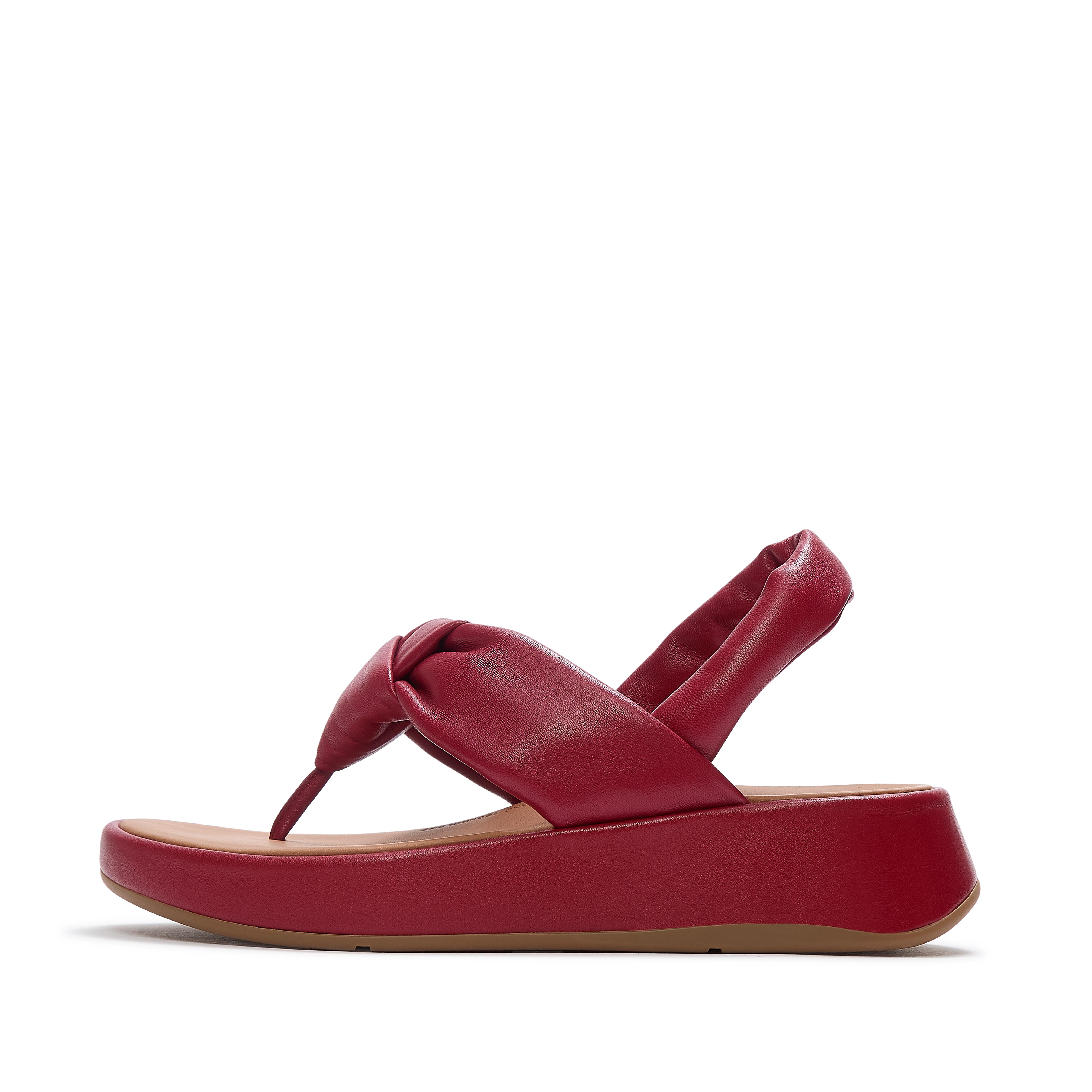 FitFlop F-MODE Knot Soft-Leather Back-Strap Sandals, Full Price, Berry, Size: US 9