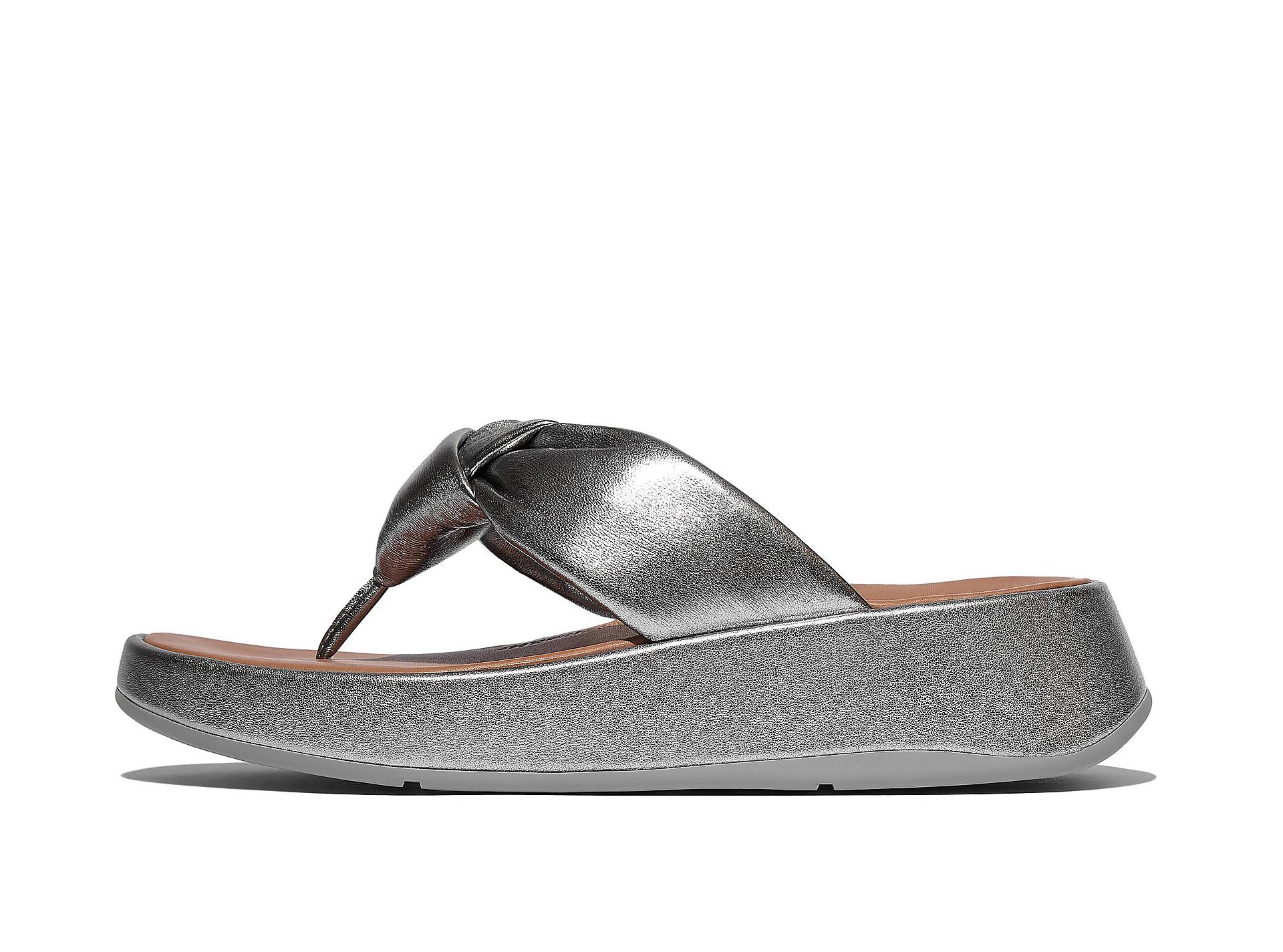 F-MODE Knot Soft-Leather Flatform Toe-Post Sandals