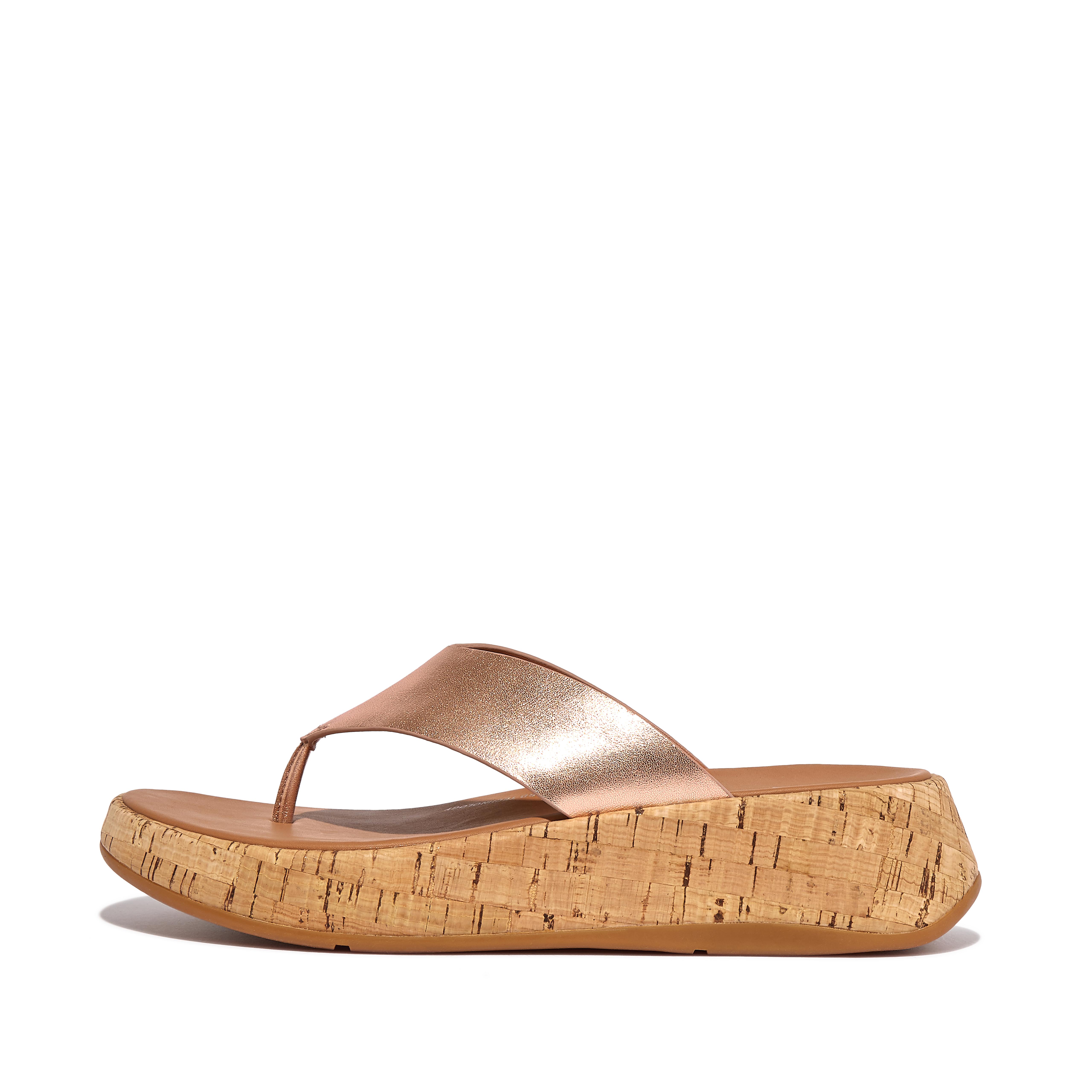 Women's F-Mode Metallic Leather & Cork Sandals | FitFlop EU