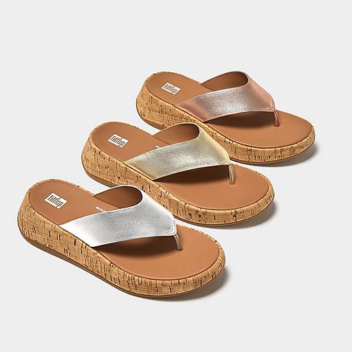 Women's F-Mode Metallic Leather & Cork Sandals | FitFlop EU