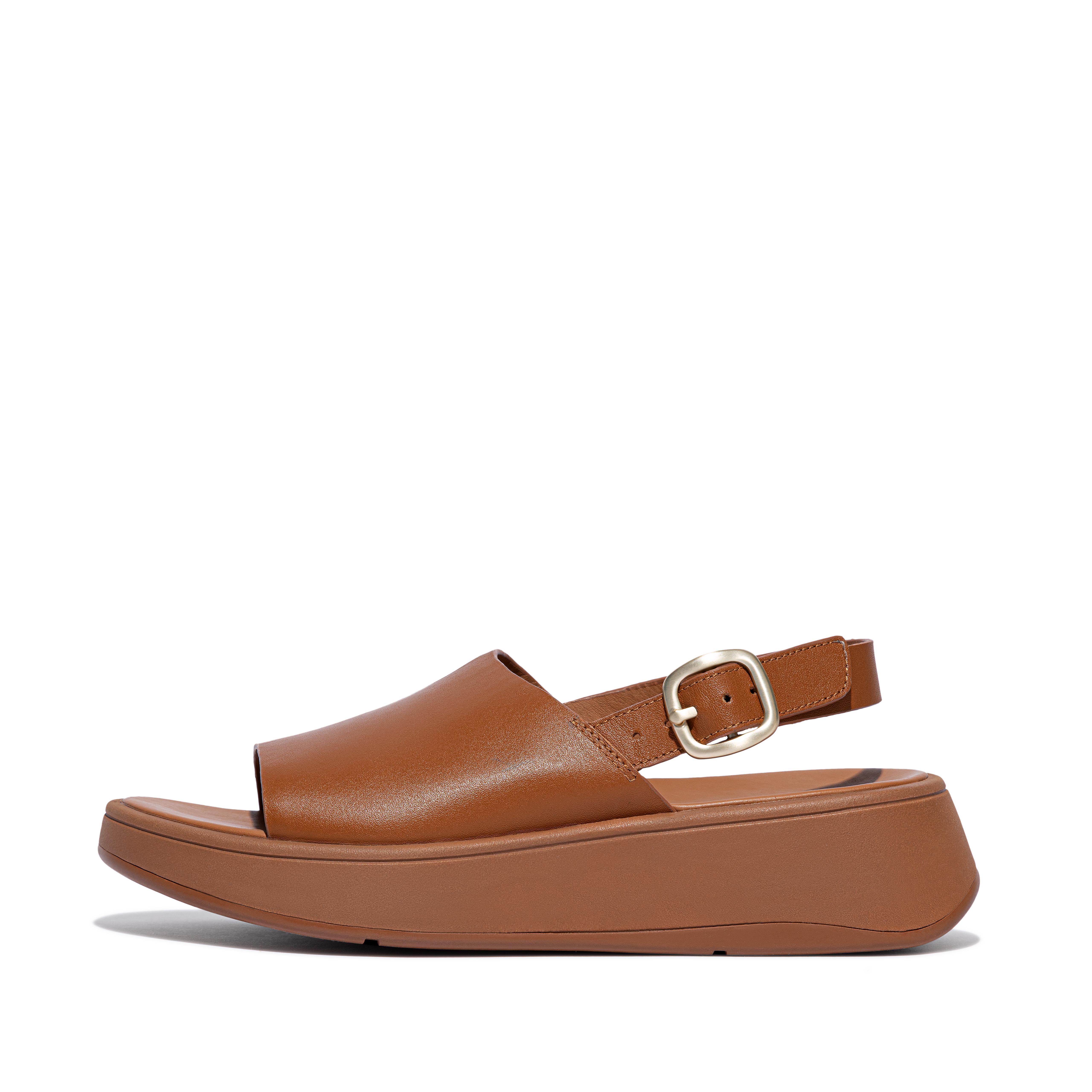 Women F-MODE Leather Flatform Back-Strap Sandals, Outlet