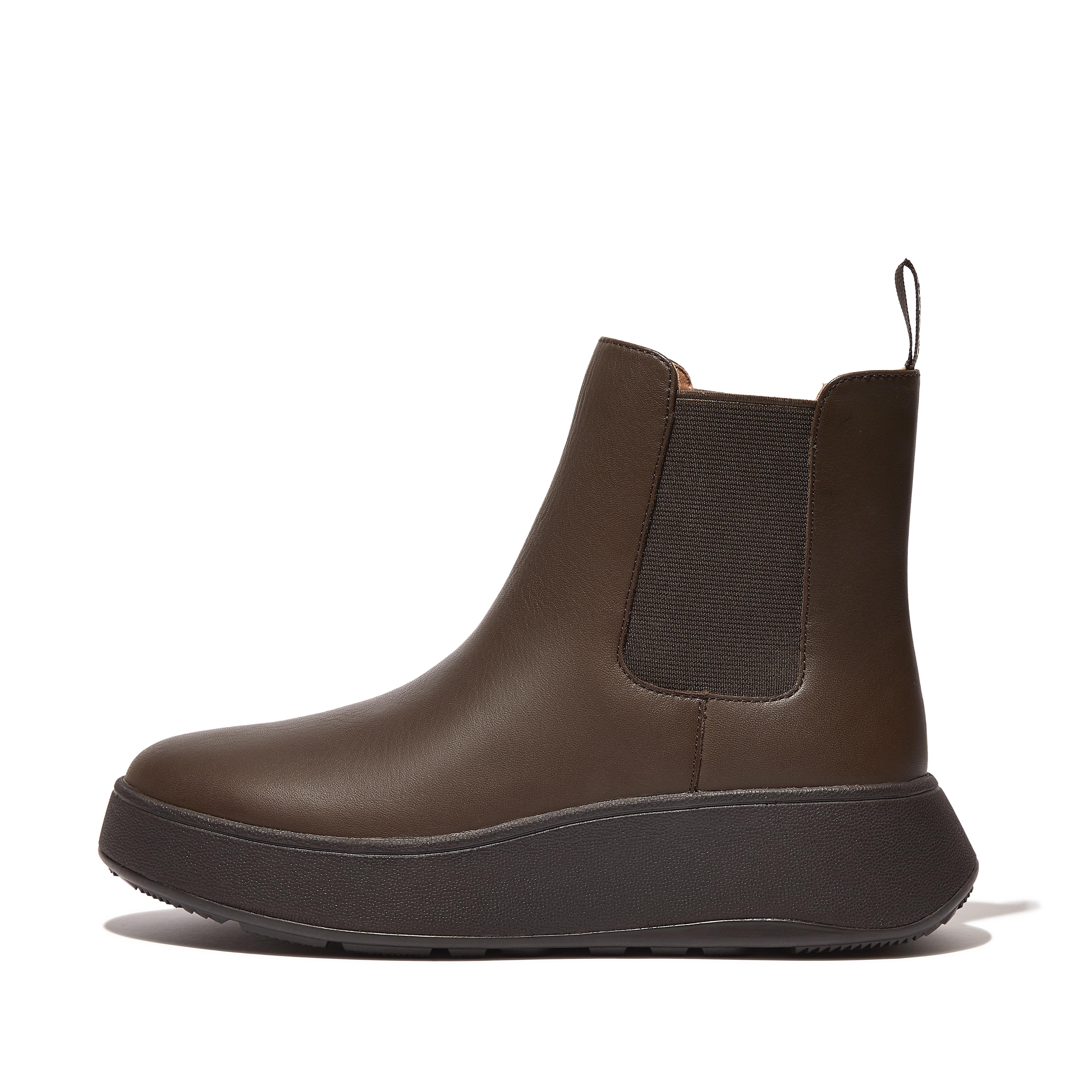 Fitflop Leather Flatform Chelsea Boots,Brown Mix