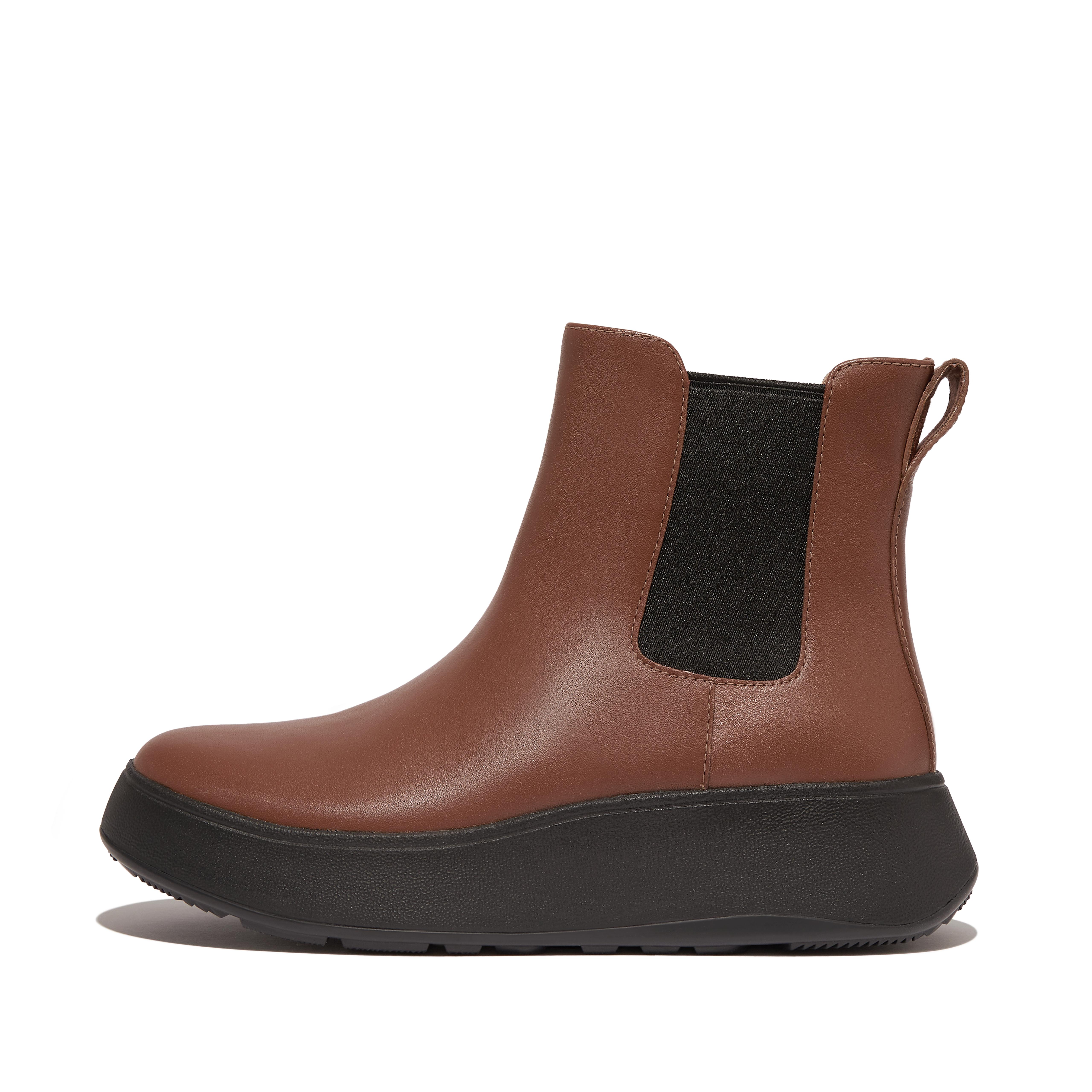 Women F-MODE Leather Flatform Chelsea Boots, Full Price