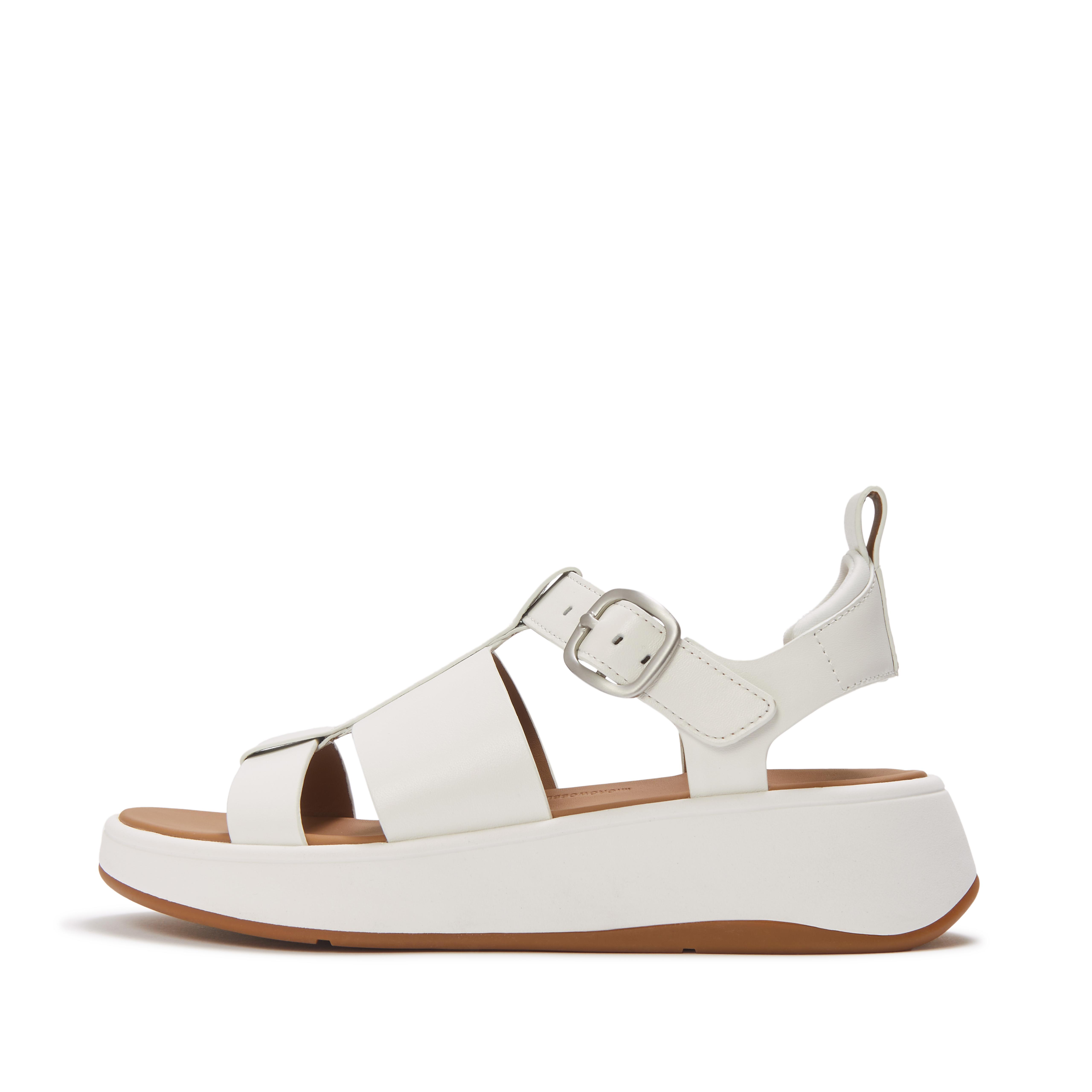 FitFlop F-MODE Leather Flatform Fisherman Sandals, Full Price, Urban White, Size: US 8