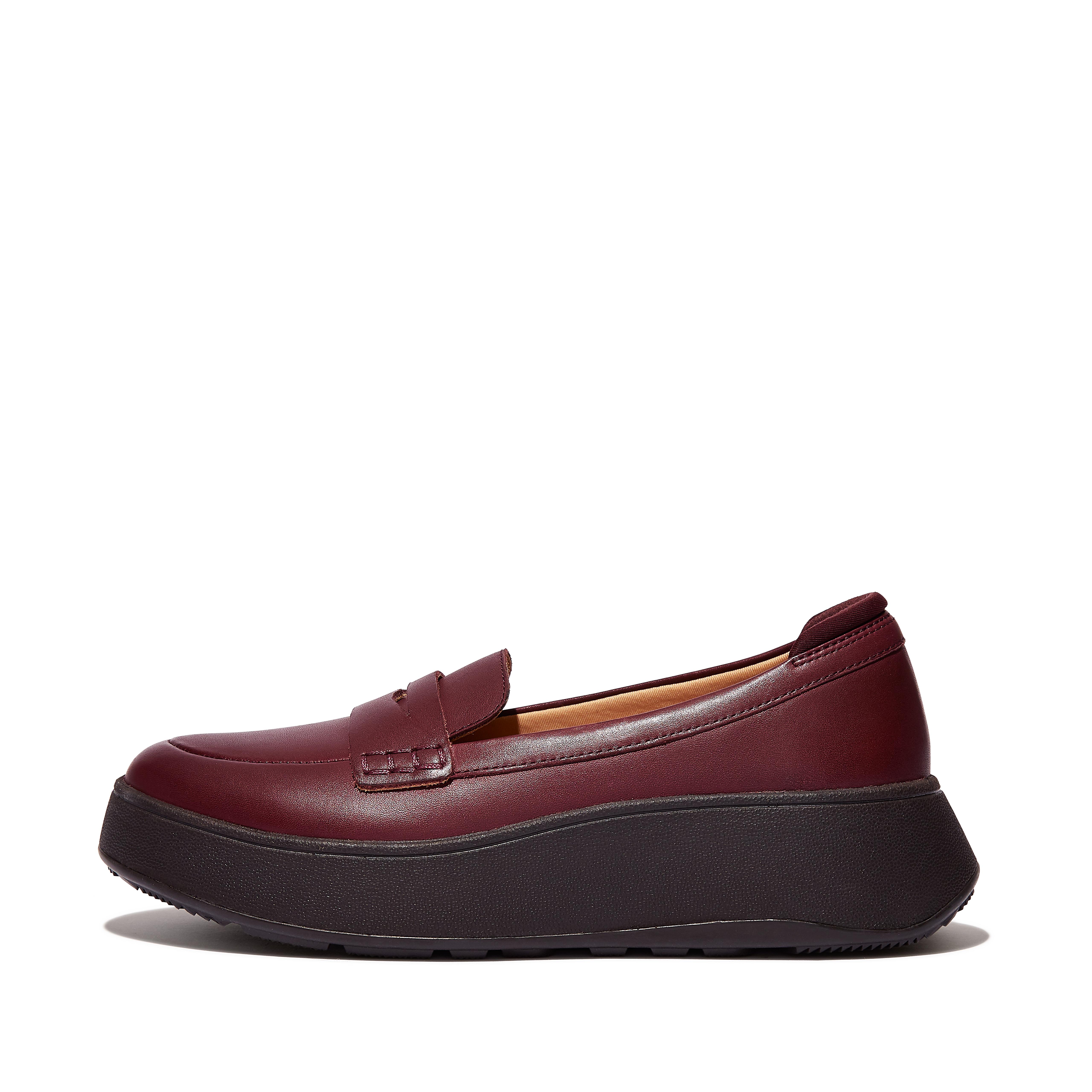 Women F-MODE Leather Flatform Penny Loafers, Full Price
