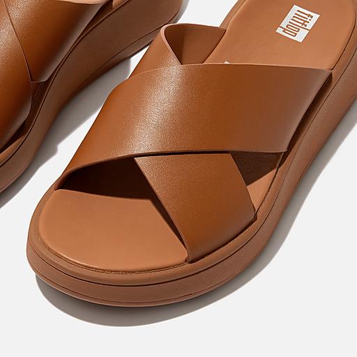 Fitflop F-Mode Cross Slide サンダル Women's F-Mode Leather Slides | FitFlop CA