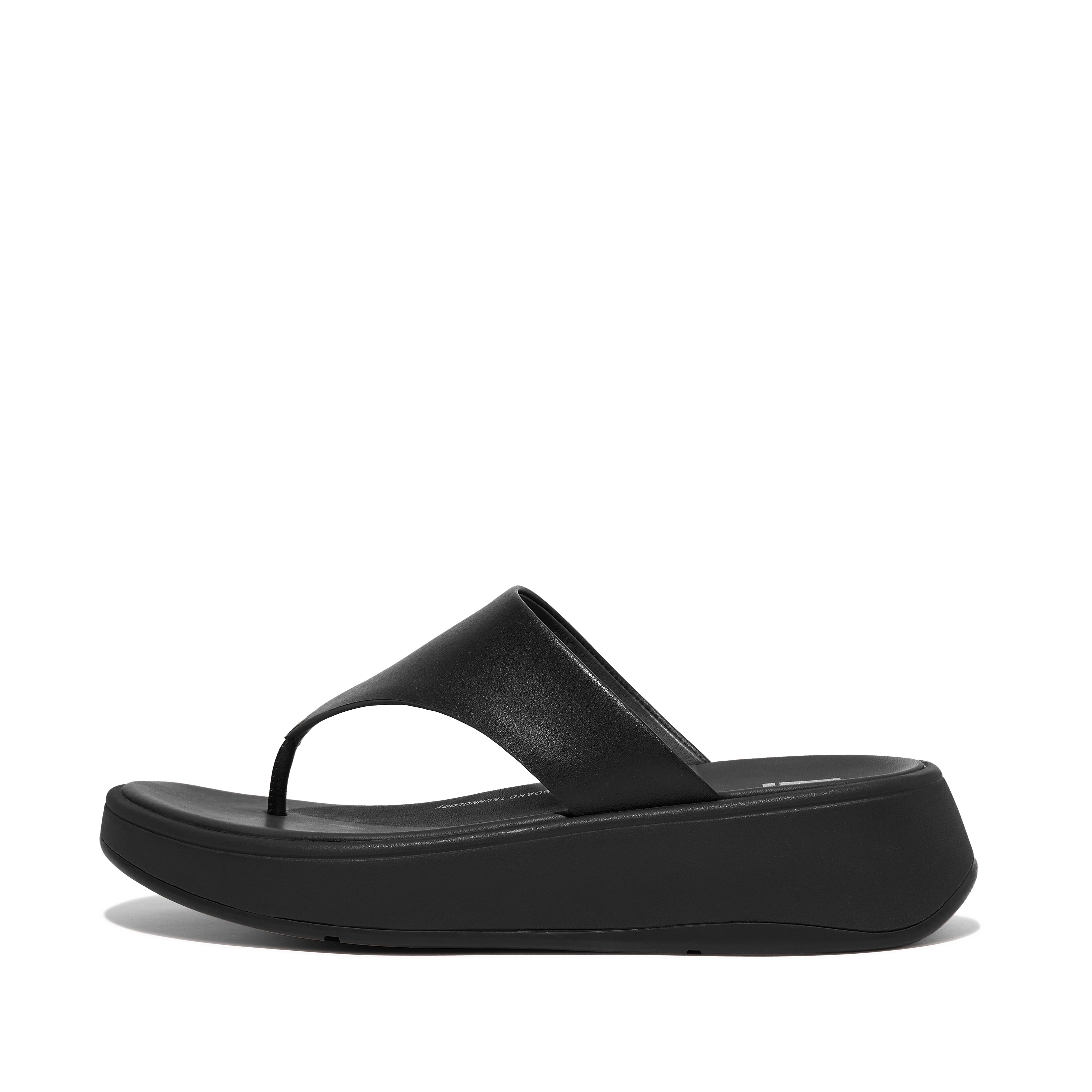 핏플랍 샌들 Fitflop Leather Flatform Toe-Post Sandals,All Black