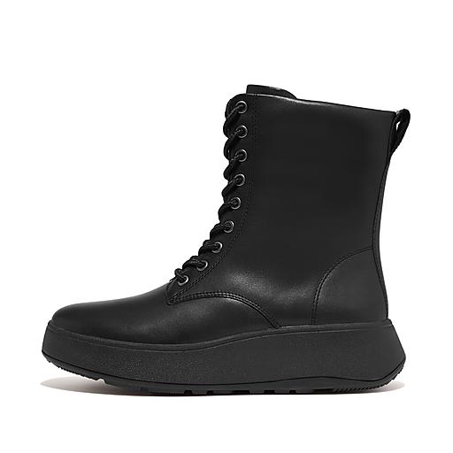 Ladies black leather discount lace up ankle boots