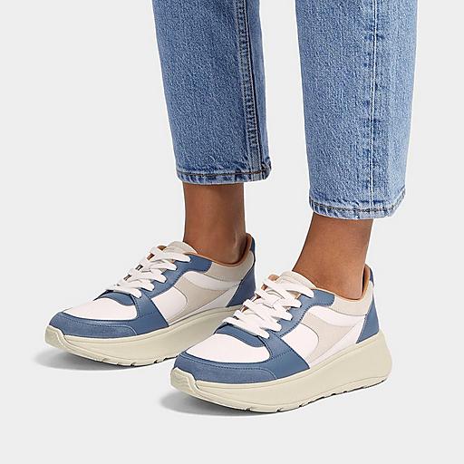 Women's F-Mode Leather-Suede-Fabric Sneakers