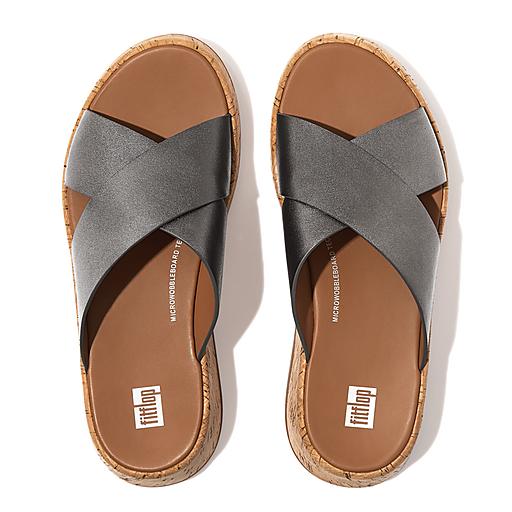 Women's F-Mode Leather Slides