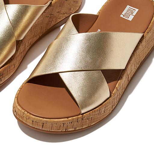 Women s F Mode Metallic Cross Slides FitFlop US