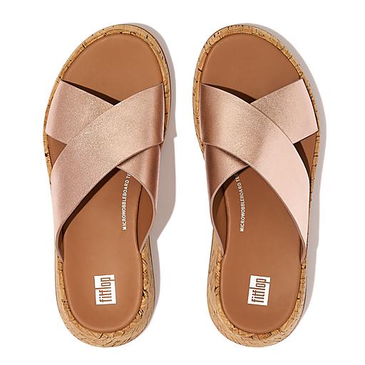 Women's F-Mode Metallic Cross Slides | FitFlop EU