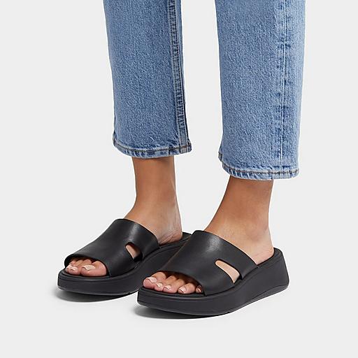 Women s F Mode Leather Slides FitFlop UK