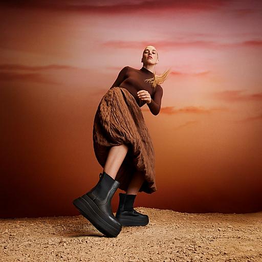 Women's F-Mode Stack Leather Boots Fitflop UK