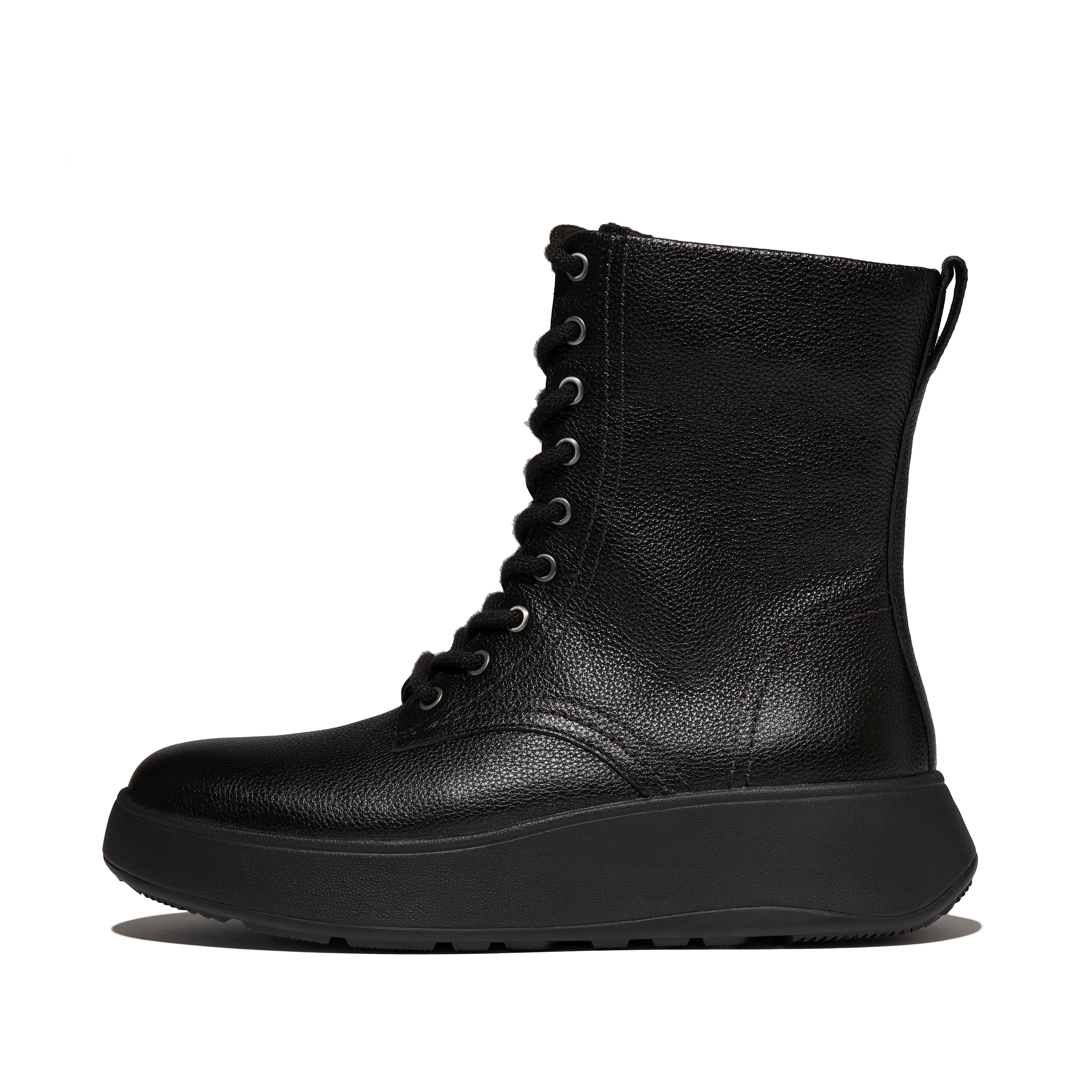 FitFlop F-MODE Tumbled-Leather Ankle Boots Leather/Pu, Outlet, Black, Size: US 8.5