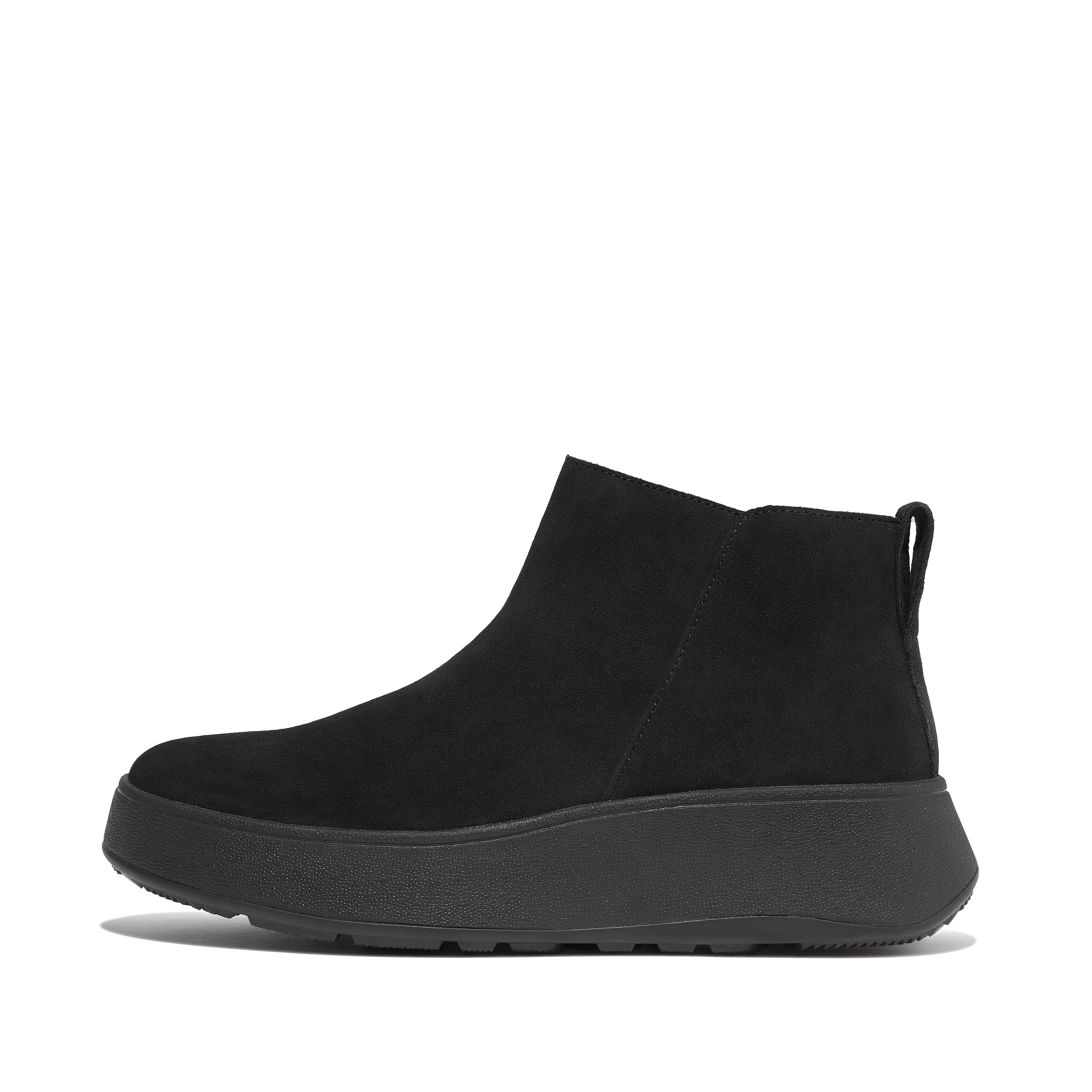 핏플랍 Fitflop Suede Flatform Zip Ankle Boots,All Black