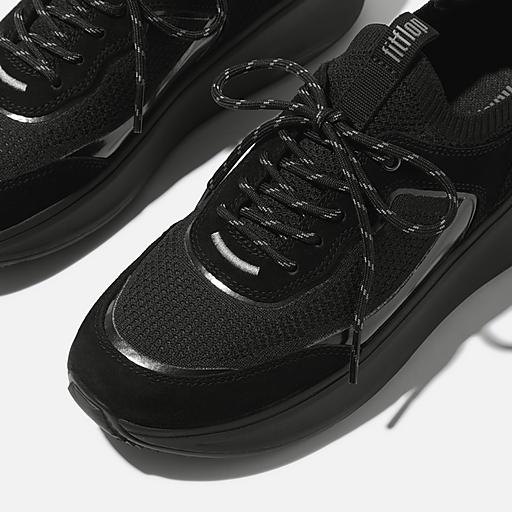 Women's F-Mode Polyester-Nylon-(Knit)-Leather-Suede Sneakers