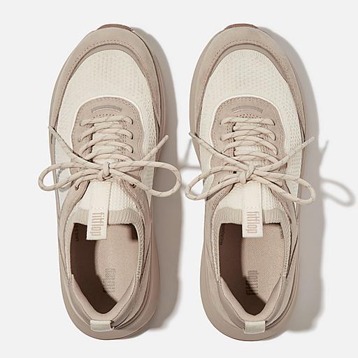 Women's F-Mode Polyester-Nylon-(Knit)-Leather-Suede Sneakers
