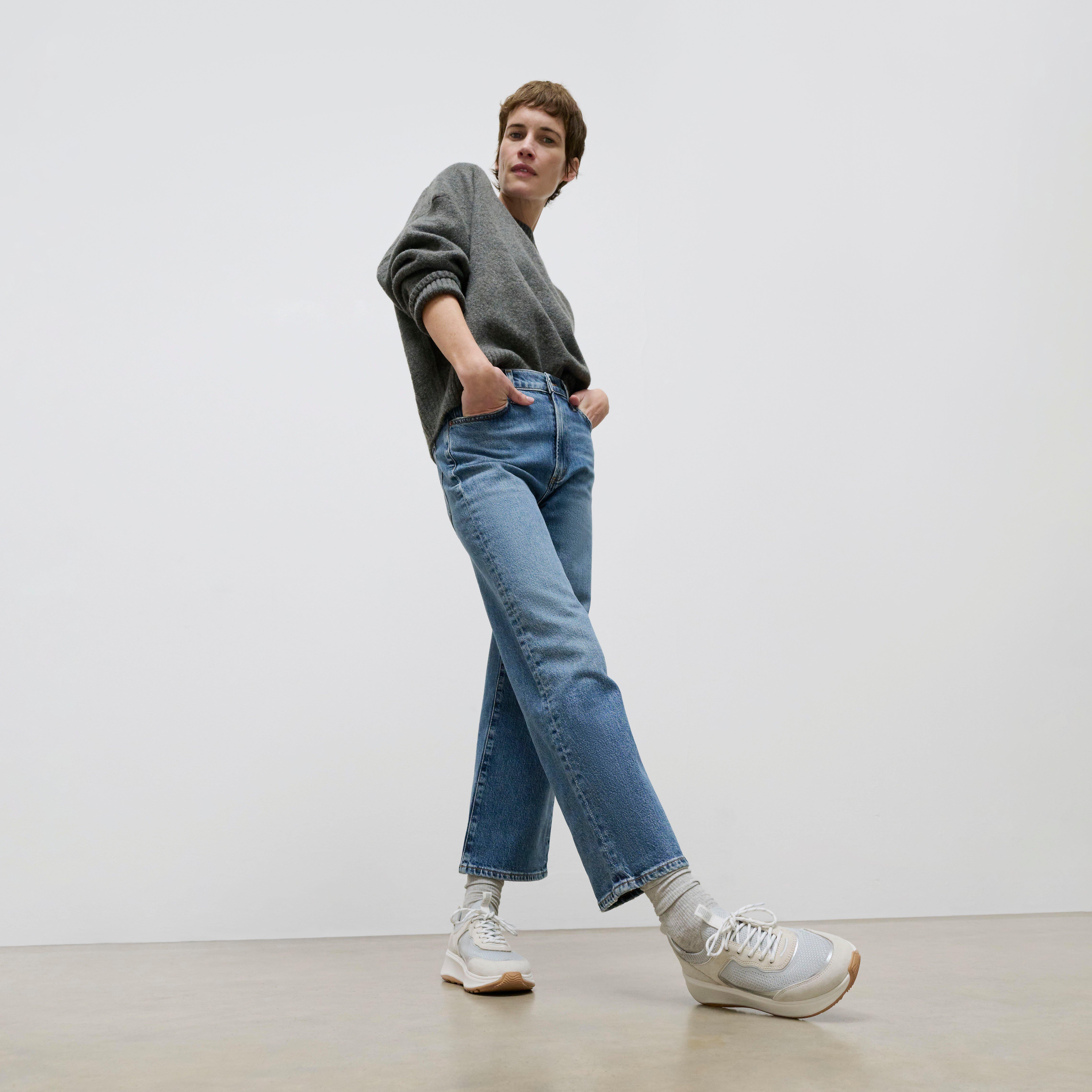 F-MODE Knit/Suede Flatform Pull-On Trainers