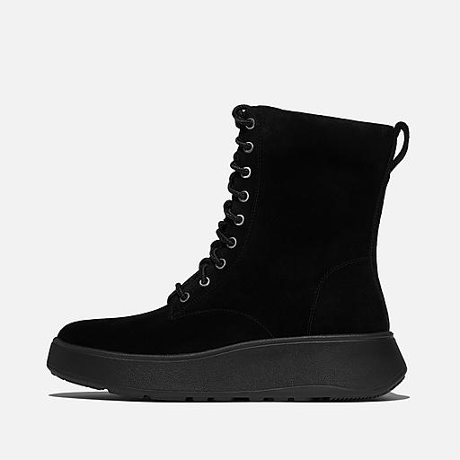 F-MODE Suede Lace-Up Flatform Ankle Boots