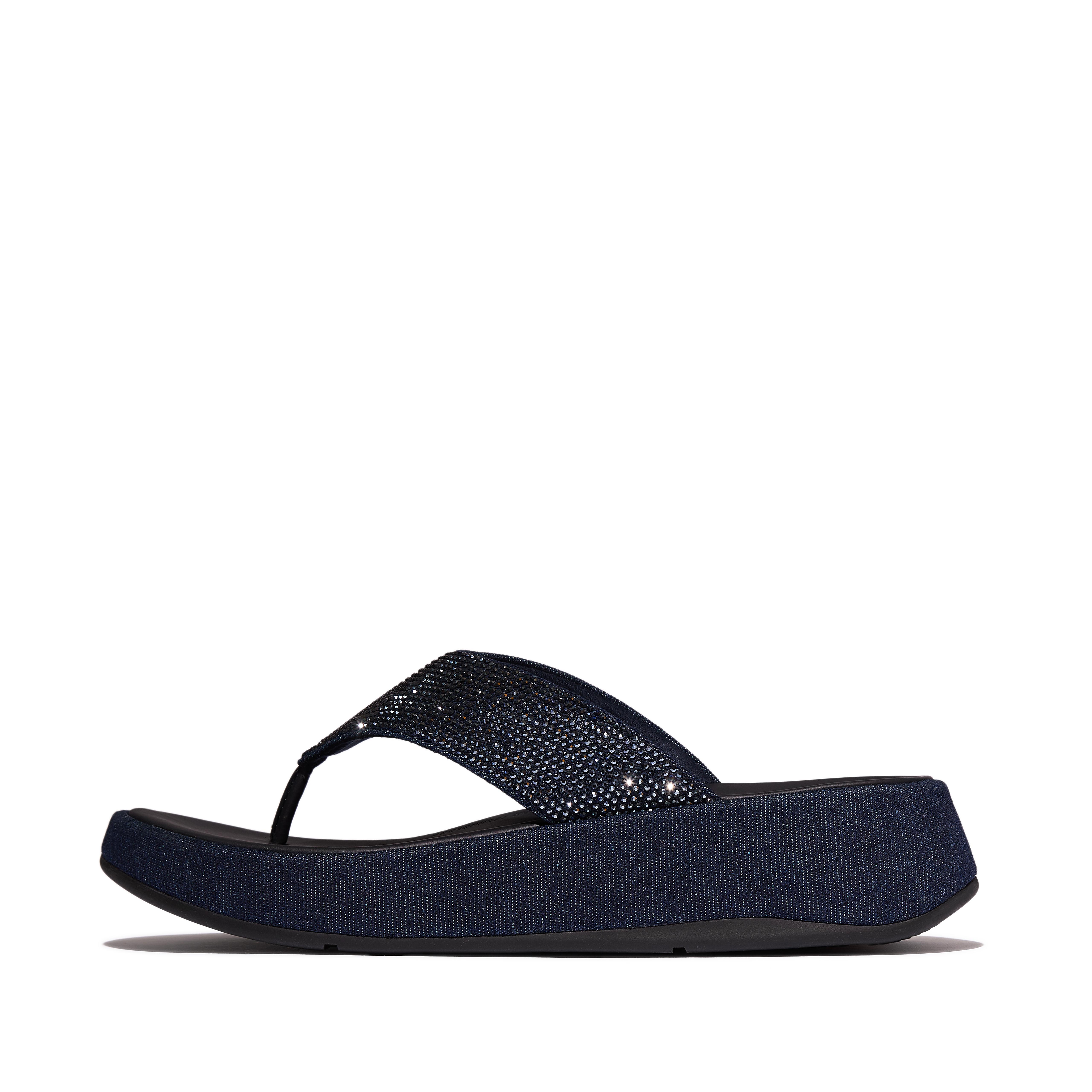 FitFlop F-MODE Denim Toe Post Polyester-Cotton, Full Price, Size: US 6.5