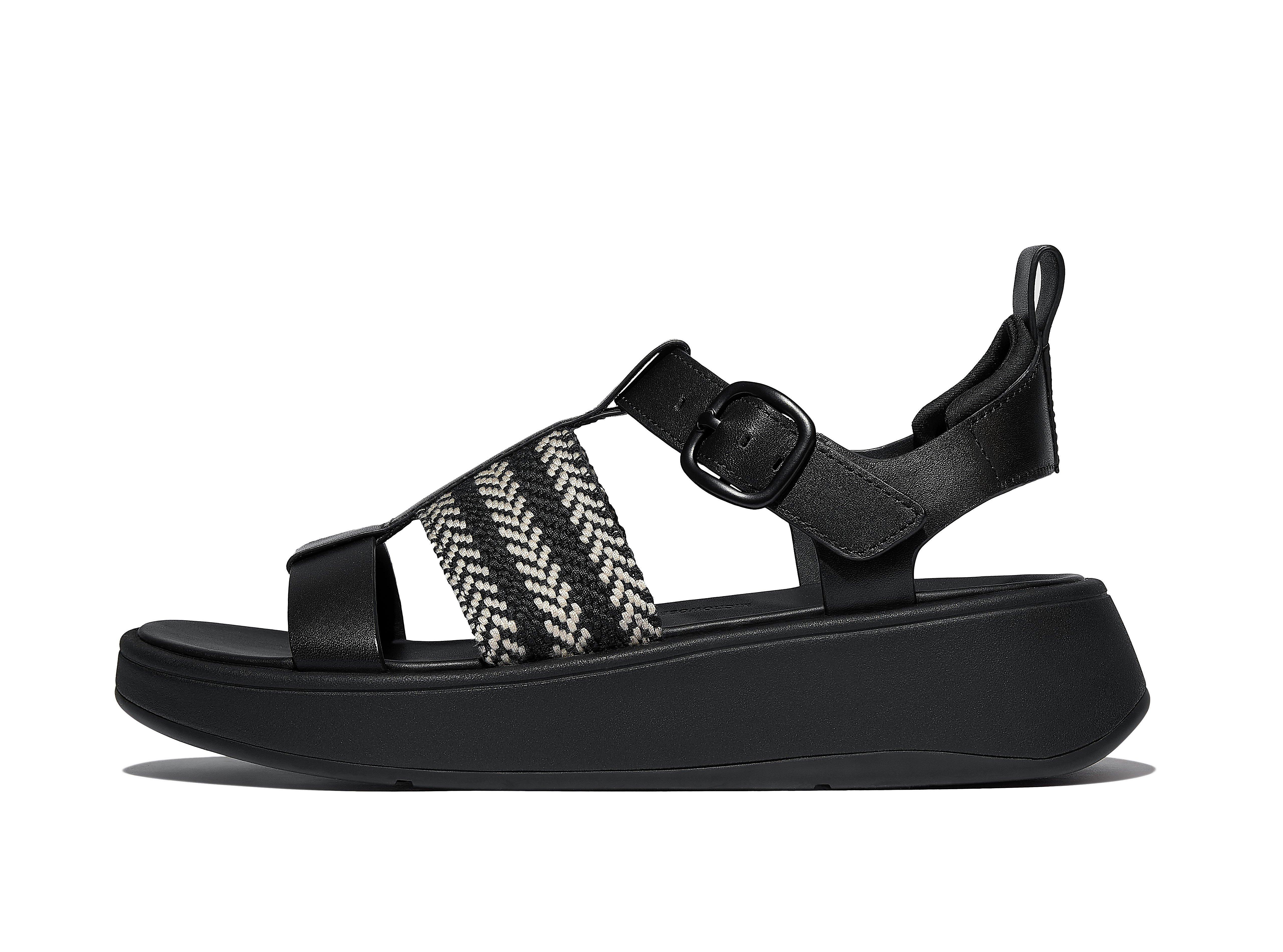 F-MODE Weave/Leather Fisherman Sandals