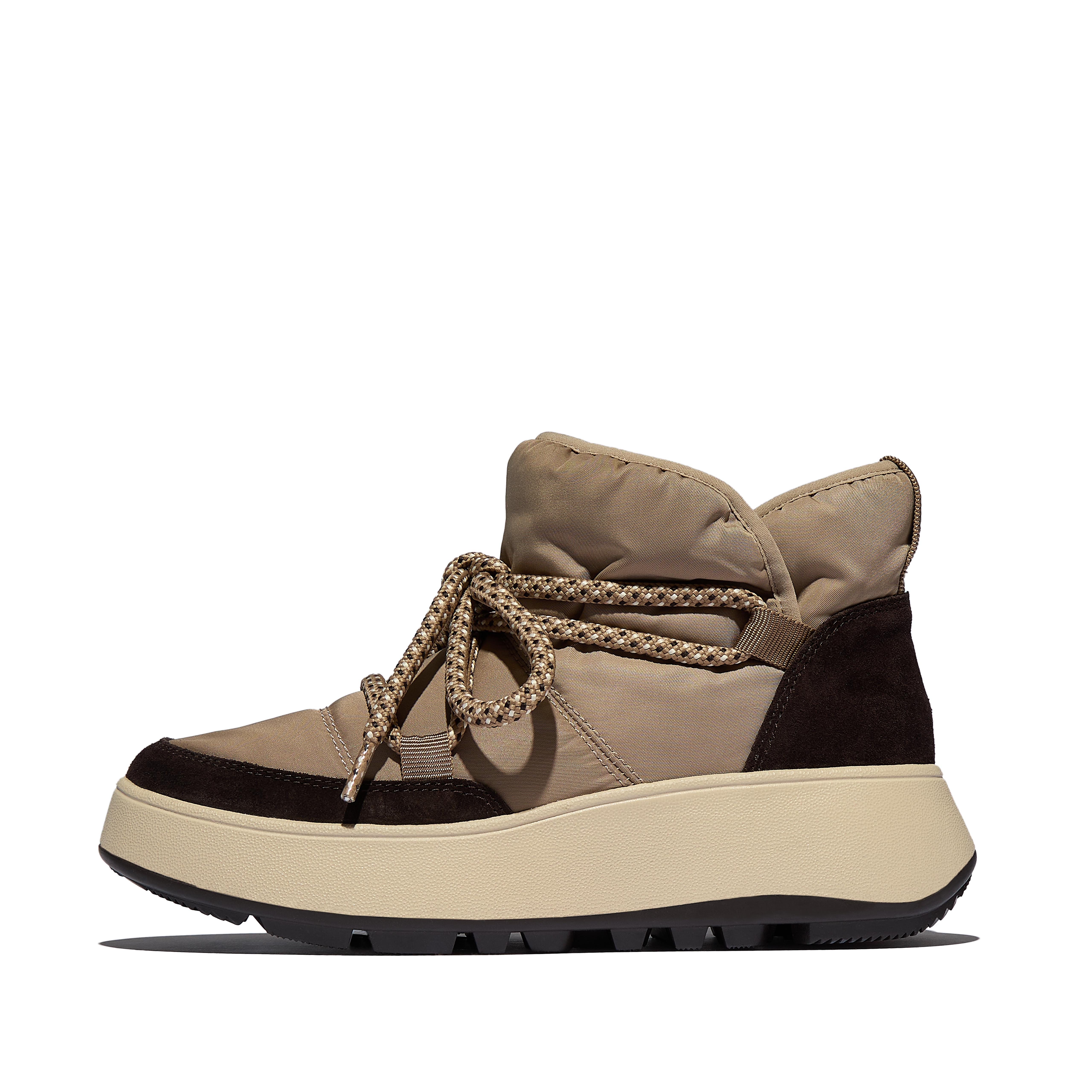 FitFlop F-MODE Laced Booties Suede/Polyester, Outlet, Taupe, Size: US 10